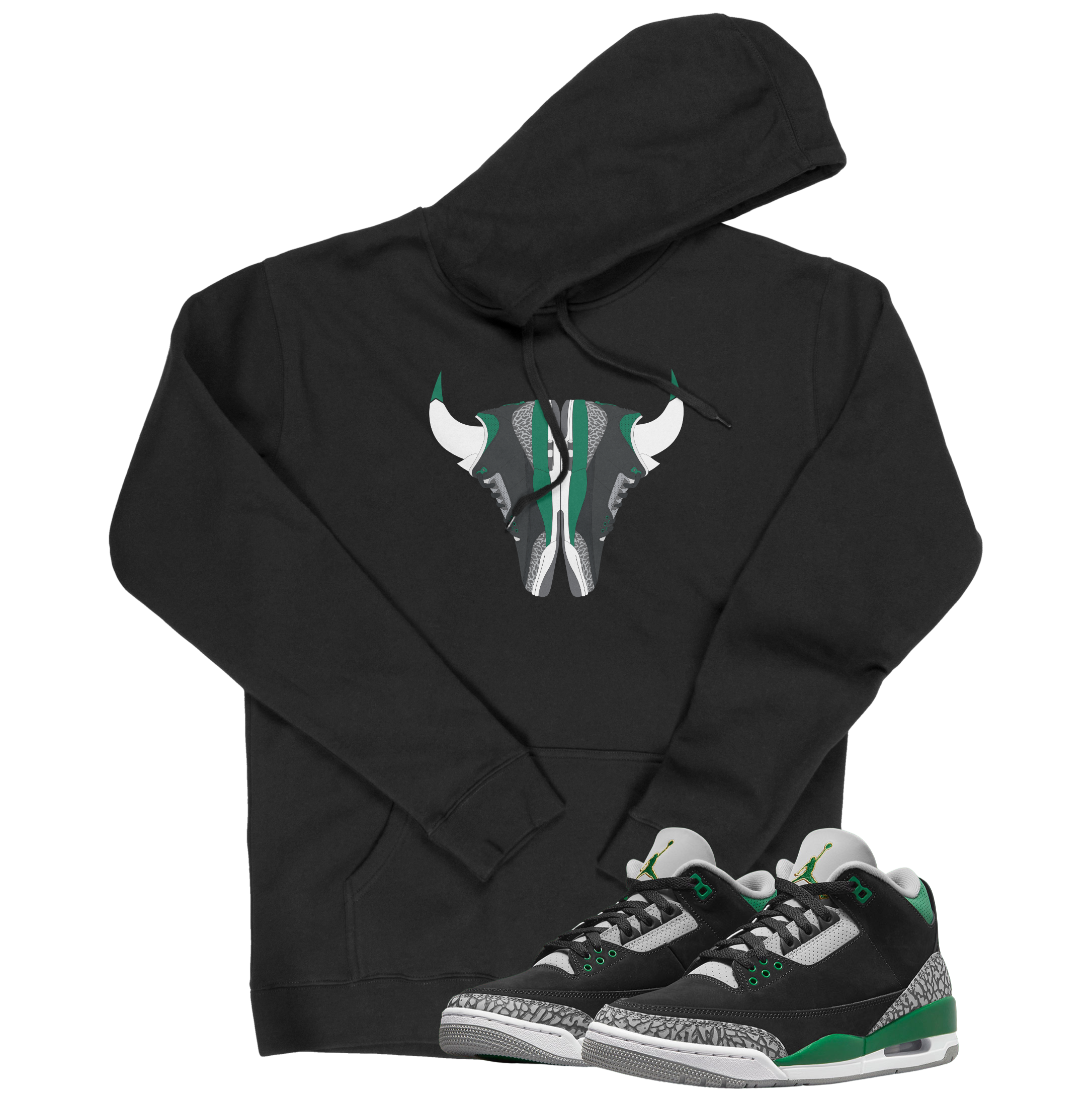 Air Jordan 3 Pine Green I Bull Hoodie | Air Jordan 3 Pine Green | Sneaker Match | Jordan Matching Outfits