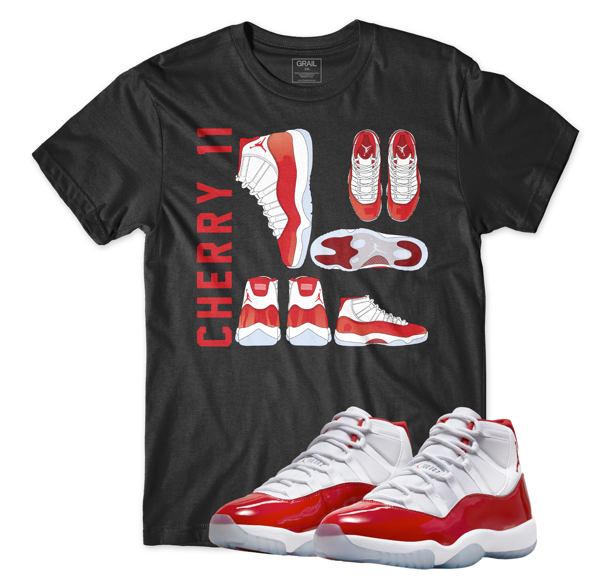 Air Jordan 11 Cherry I Blueprint T-Shirt | Air Jordan 11 Cherry | Sneaker Match | Jordan Matching Outfits