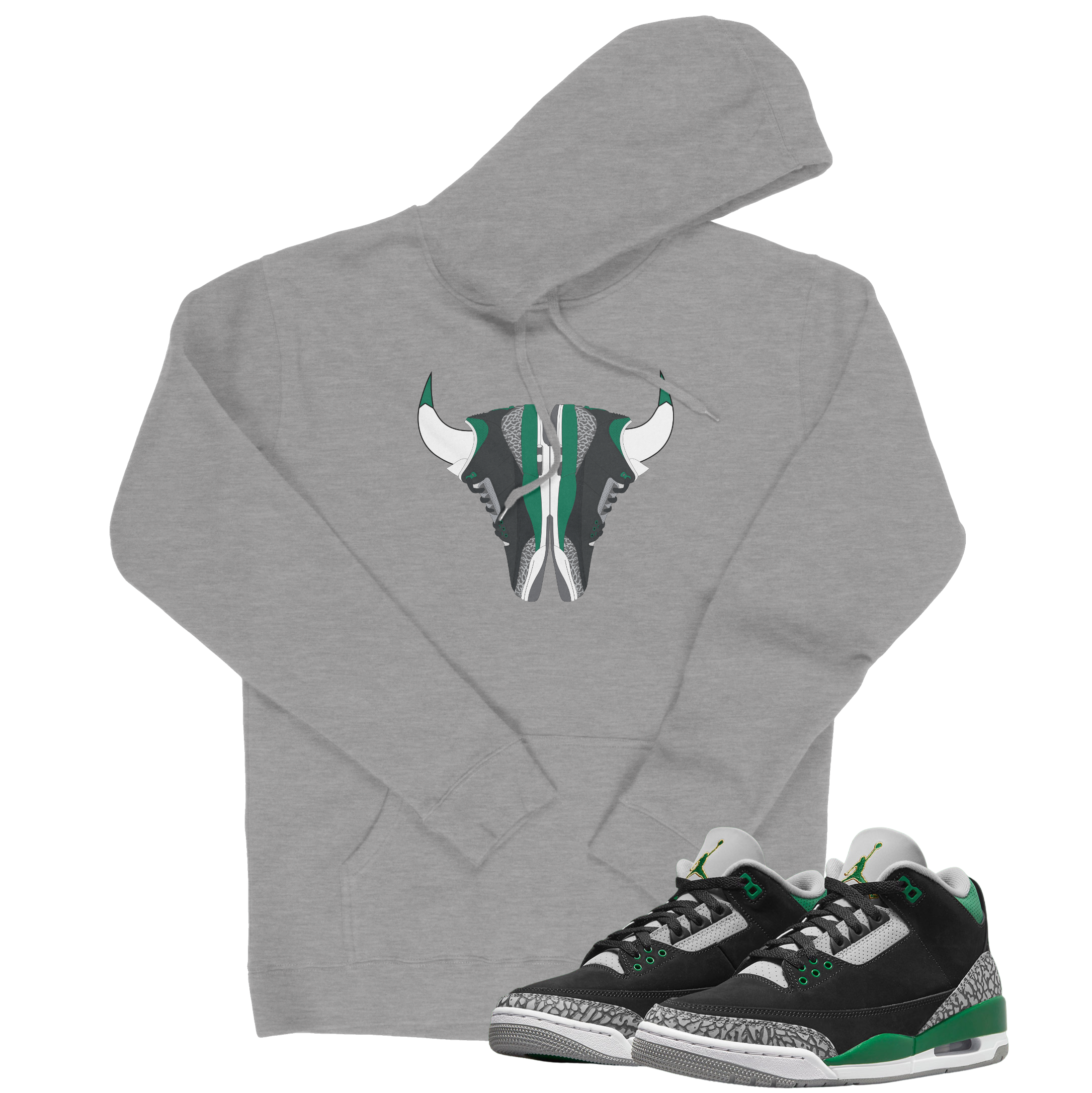 Air Jordan 3 Pine Green I Bull Hoodie | Air Jordan 3 Pine Green | Sneaker Match | Jordan Matching Outfits