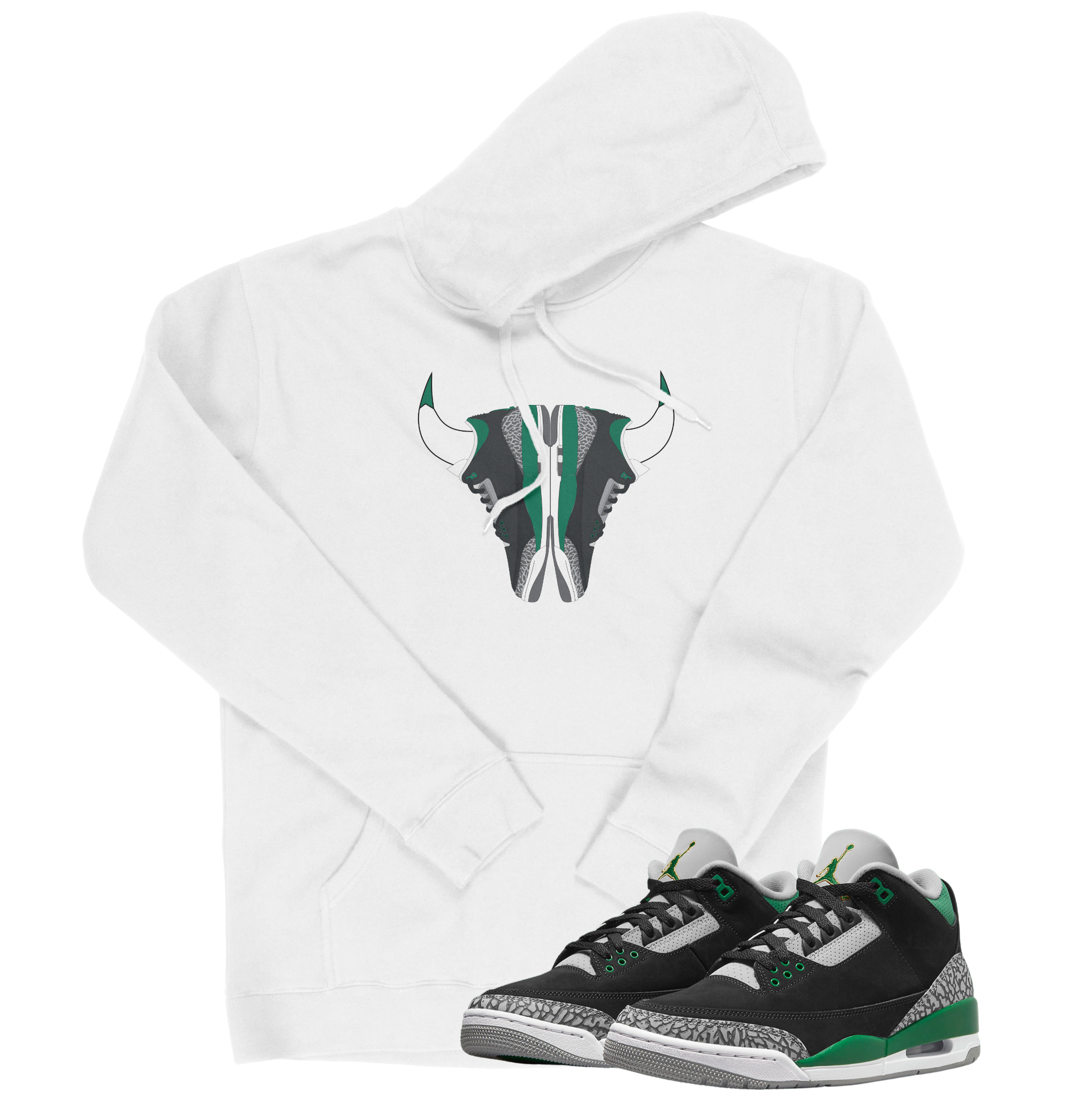 Air Jordan 3 Pine Green I Bull Hoodie | Air Jordan 3 Pine Green | Sneaker Match | Jordan Matching Outfits