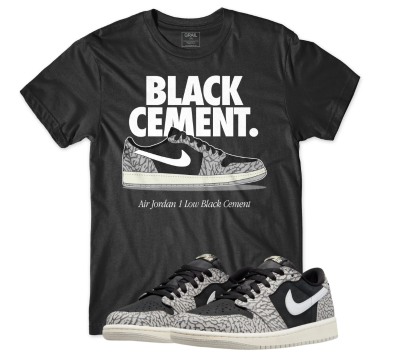 Style Meets Classic: Air Jordan 1 Low OG Black Cement Sneaker Tees