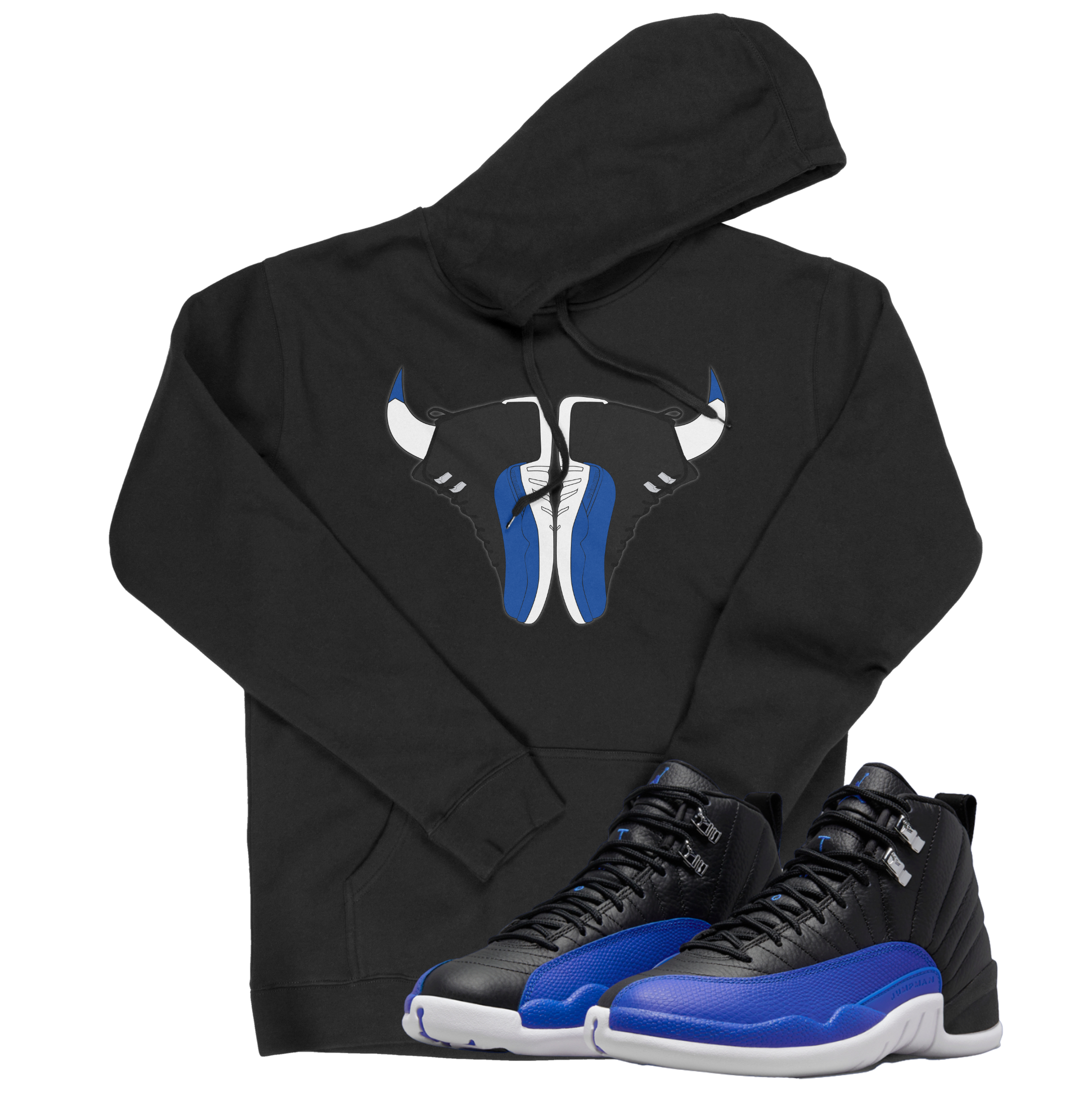 Air Jordan 12 Hyper Royal I Bull Hoodie | Air Jordan 12 Hyper Royal | Sneaker Match | Jordan Matching Outfits