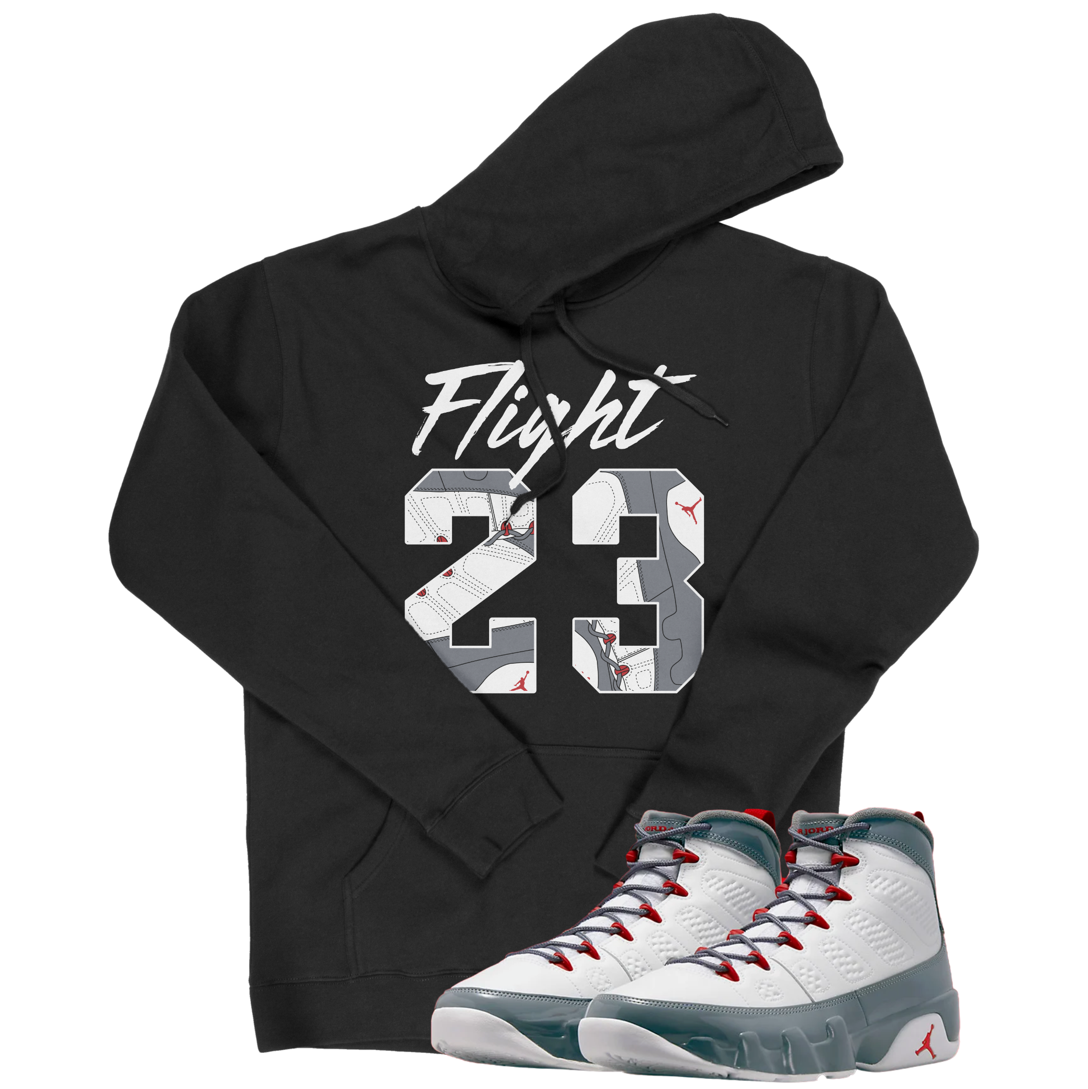 Air Jordan 9 Fire Red I Flight 23 Hoodie | Air Jordan 9 Fire Red | Sneaker Match | Jordan Matching Outfits