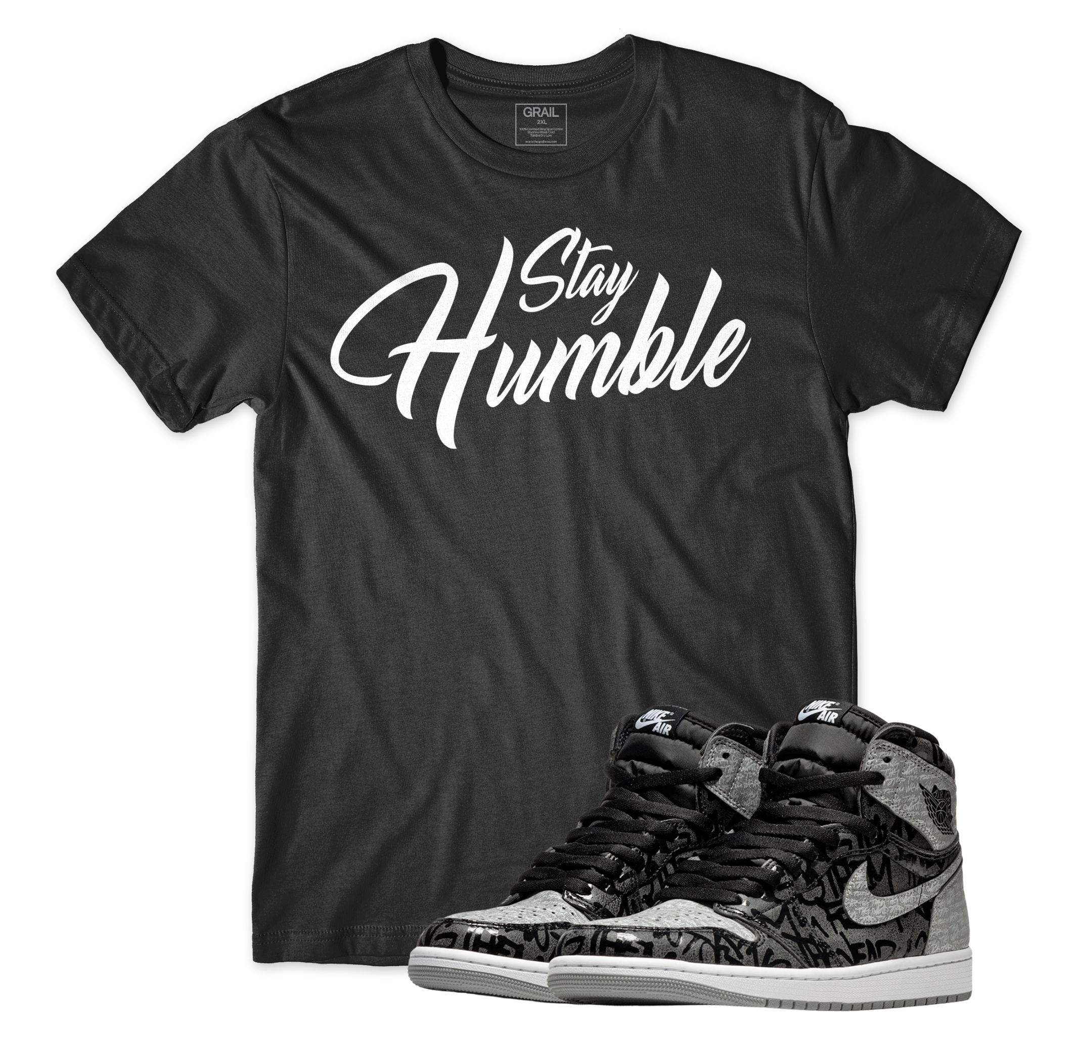 Air Jordan 1 Rebellionaire I Stay Humble Script T-Shirt | Air Jordan 1 Rebellionaire | Sneaker Match | Jordan Matching Outfits
