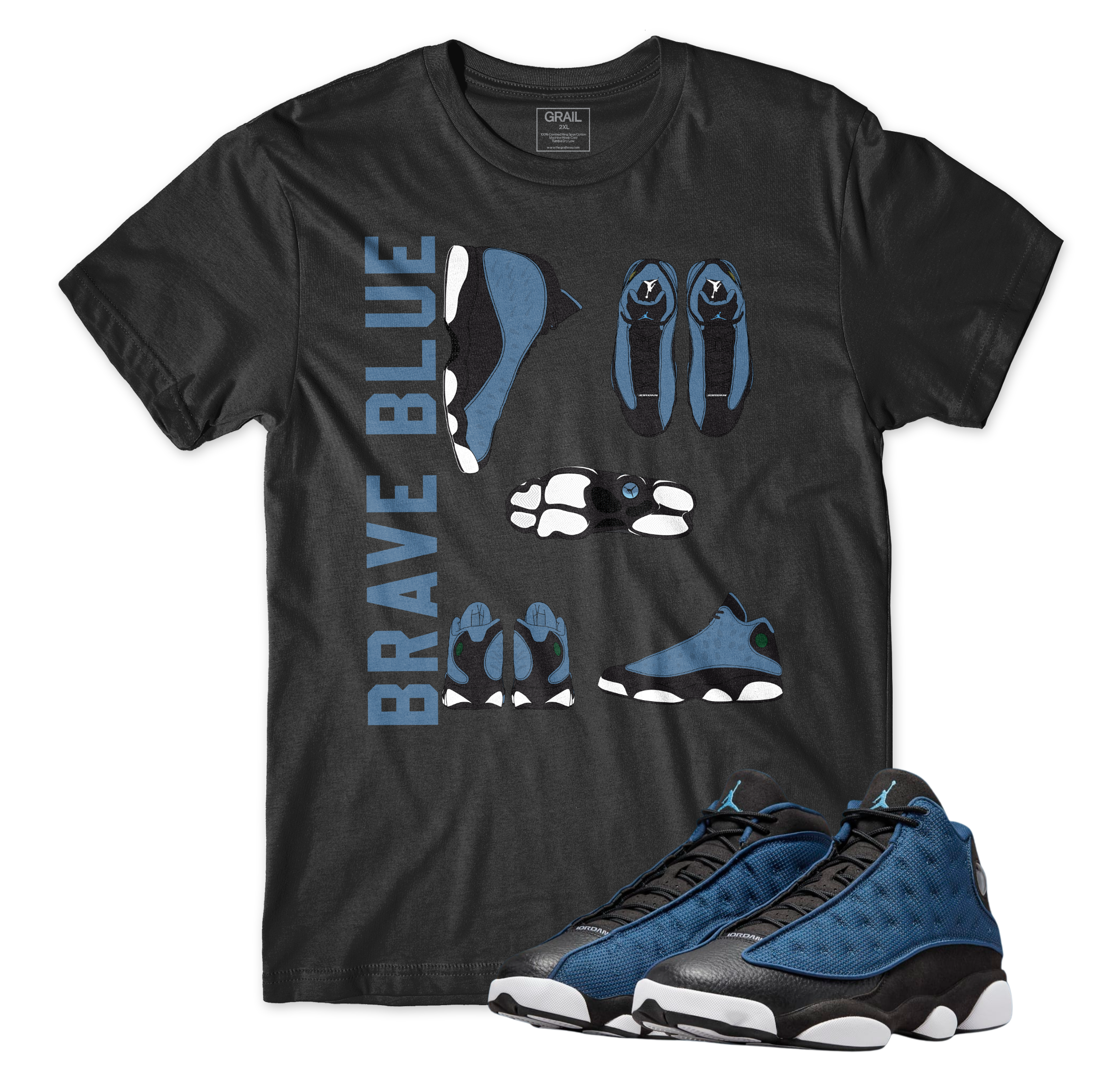 Air Jordan 13 Brave Blue I Blueprint Tee | Air Jordan 13 Brave Blue | Sneaker Match | Jordan Matching Outfits