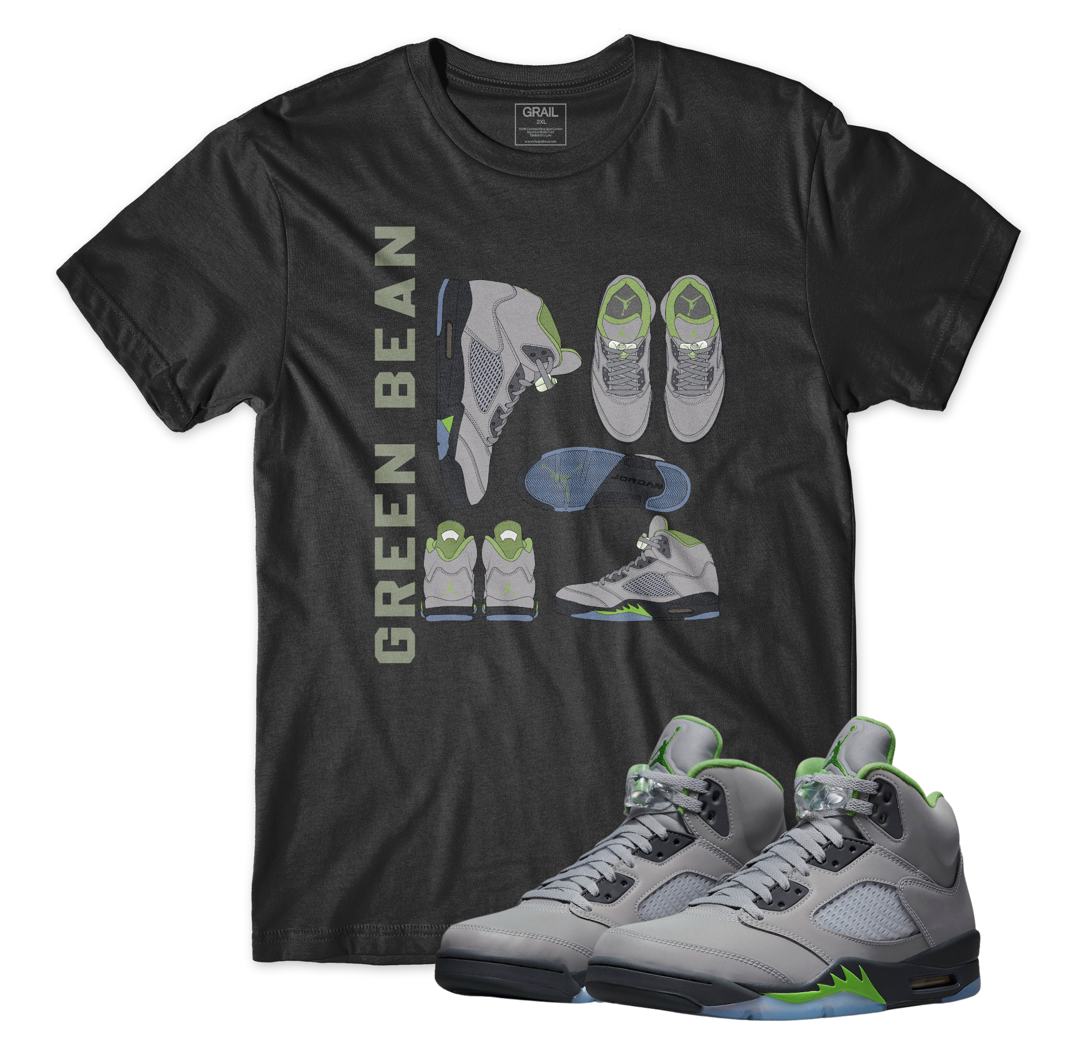 Air Jordan 5 Green Bean I Blueprint T-Shirt | Air Jordan 5 Green Bean | Sneaker Match | Jordan Matching Outfits