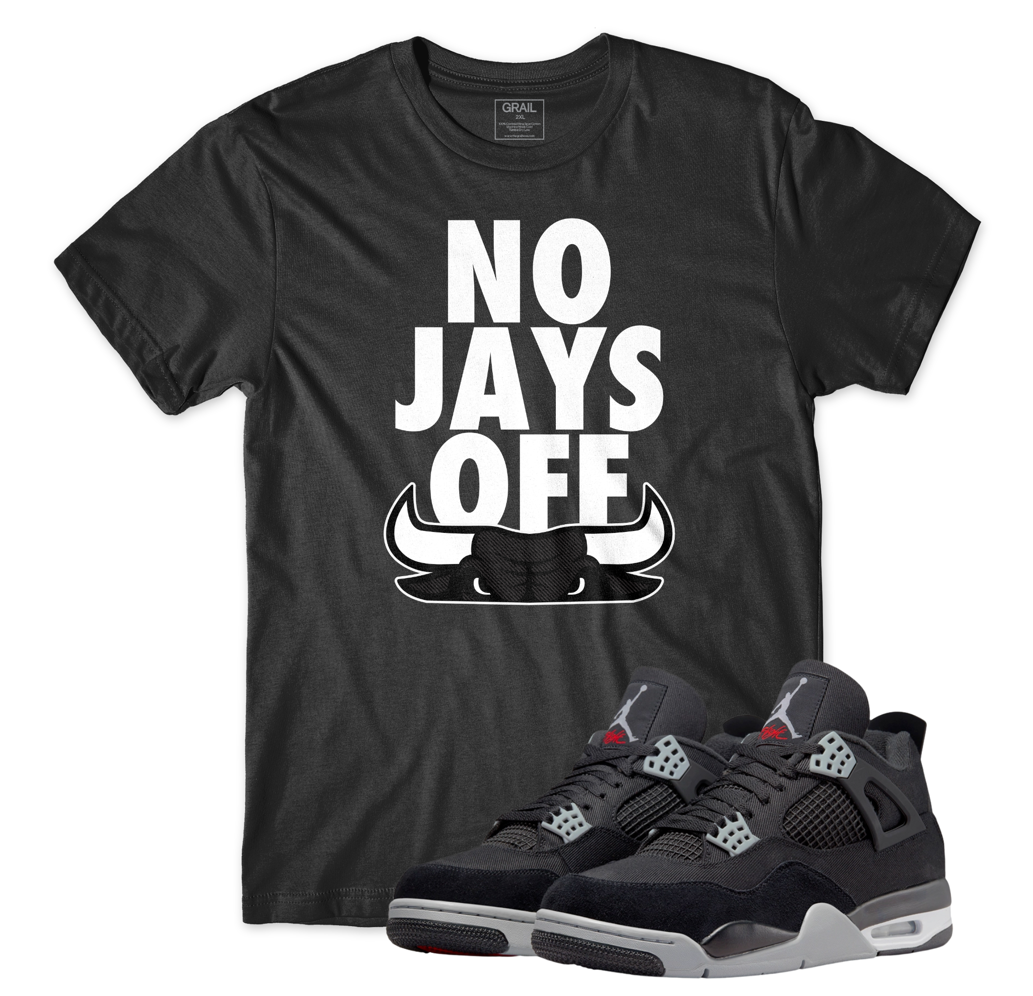 Air Jordan 4 Black Canvas I No Jays Off T-Shirt | Air Jordan 4 Black Canvas | Sneaker Match | Jordan Matching Outfits