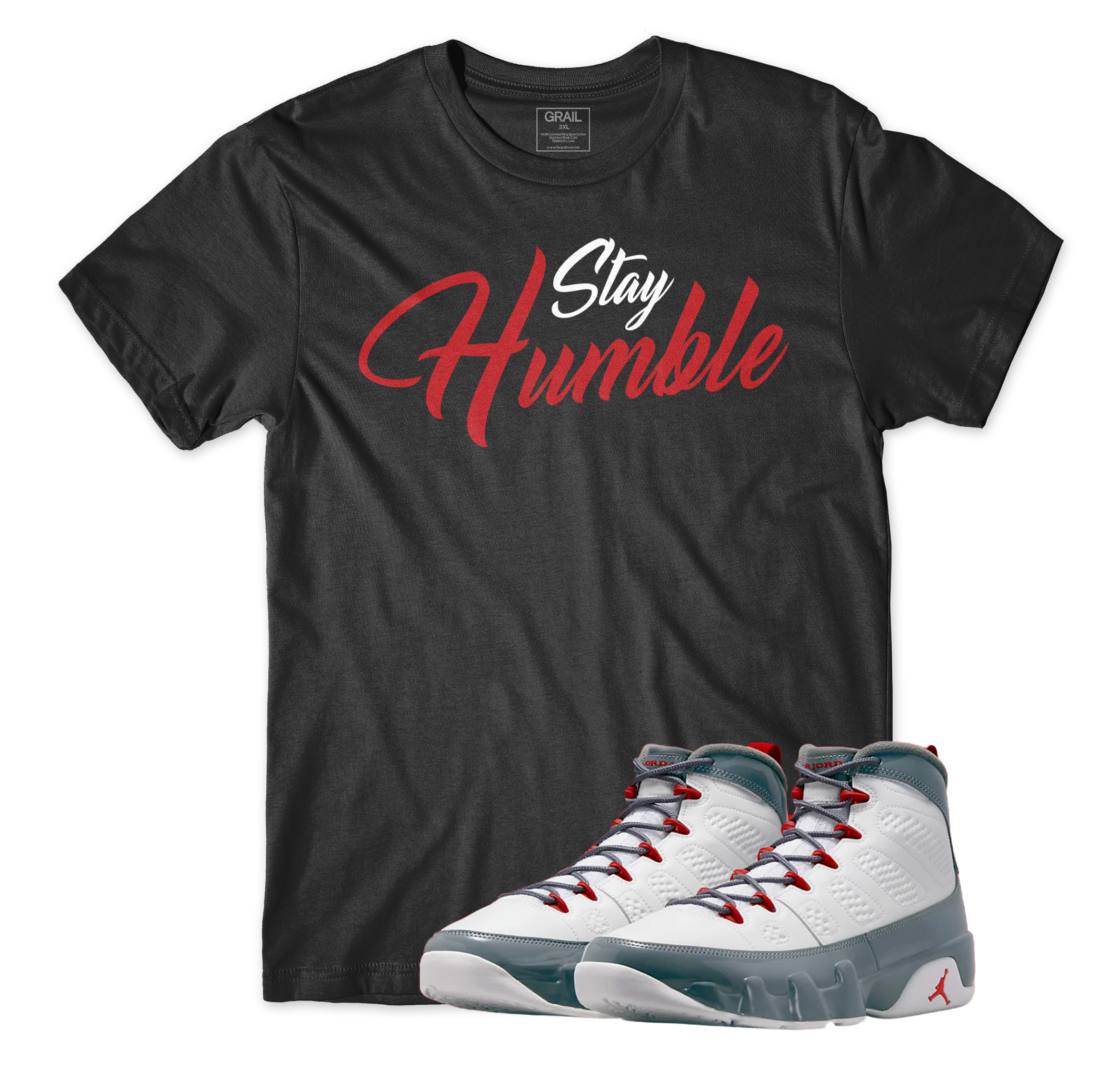 Air Jordan 9 Fire Red I Stay Humble Script T-Shirt | Air Jordan 9 Fire Red | Sneaker Match | Jordan Matching Outfits