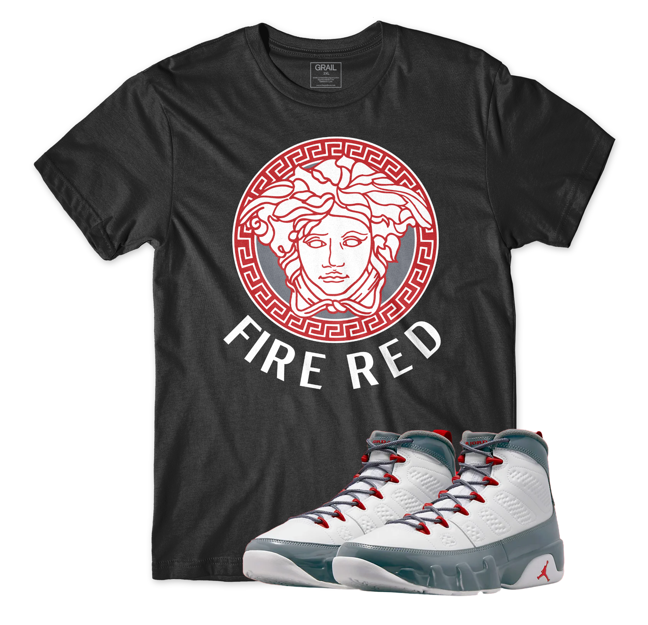 Air Jordan 9 Fire Red I Medusa T-Shirt | Air Jordan 9 Fire Red | Sneaker Match | Jordan Matching Outfits