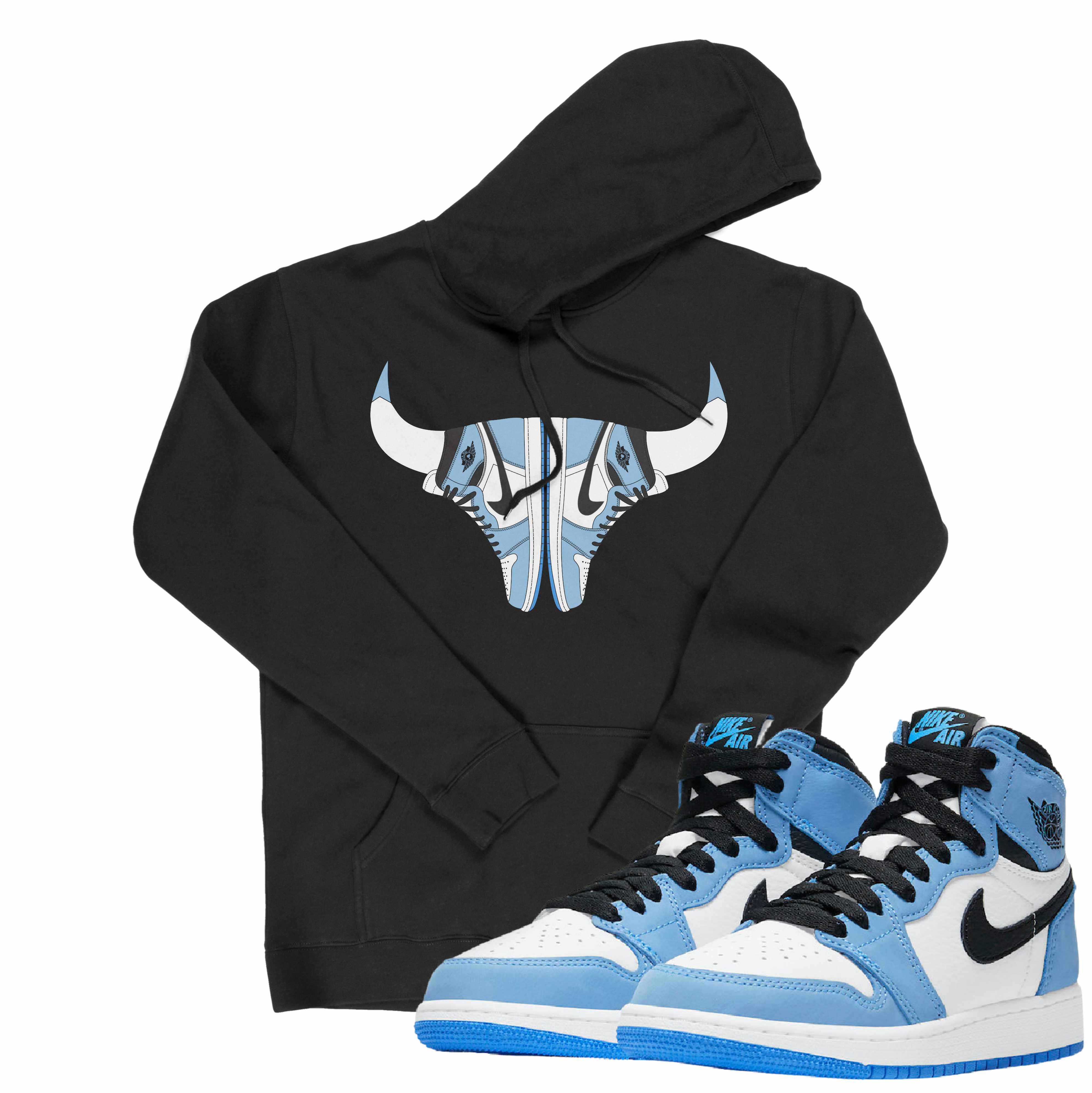 Air Jordan 1 University Blue I Bull Hoodie | Air Jordan 1 | Sneaker Match | Jordan Matching Outfits