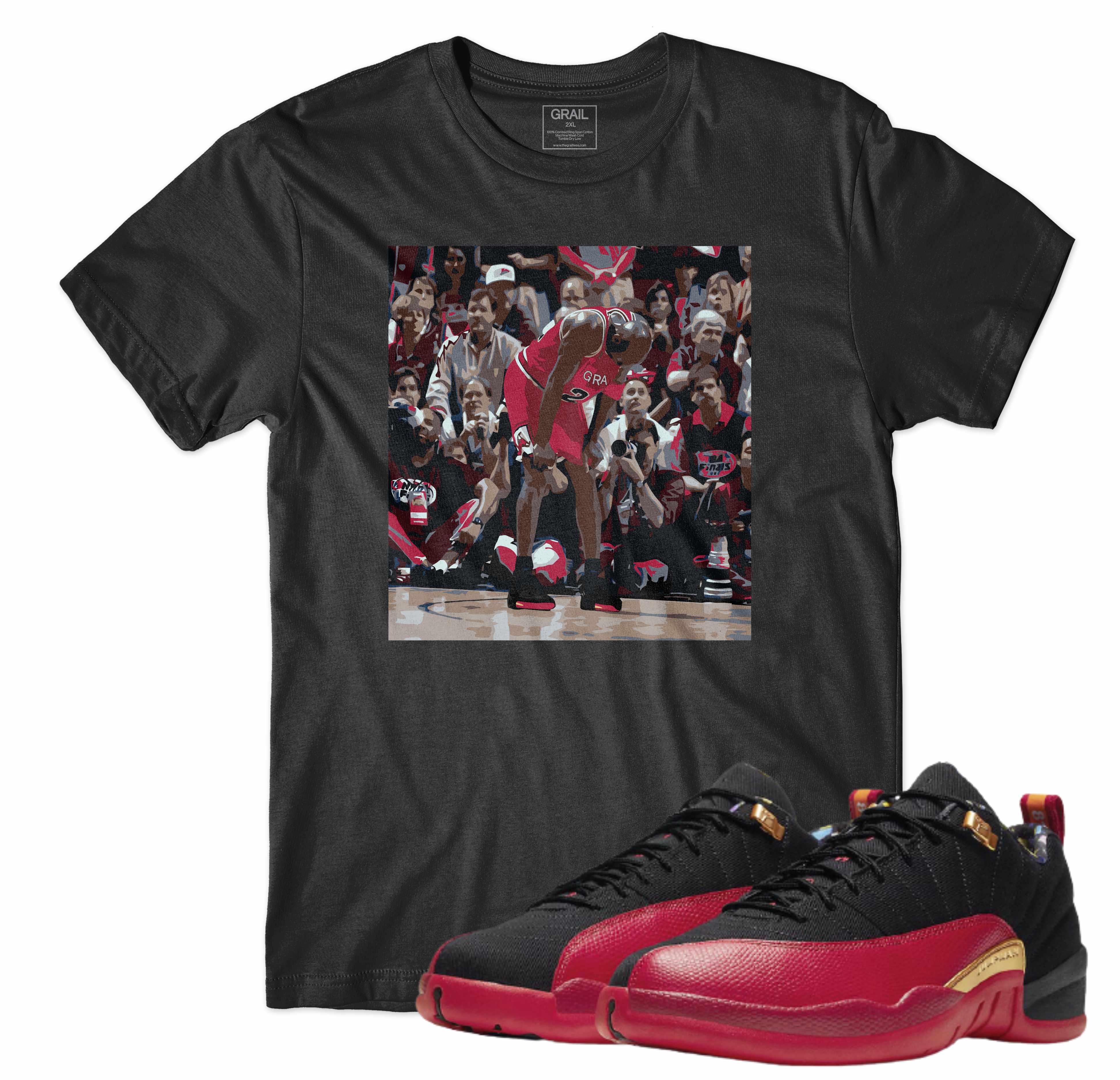 Jordan 12 best sale flu game shirt