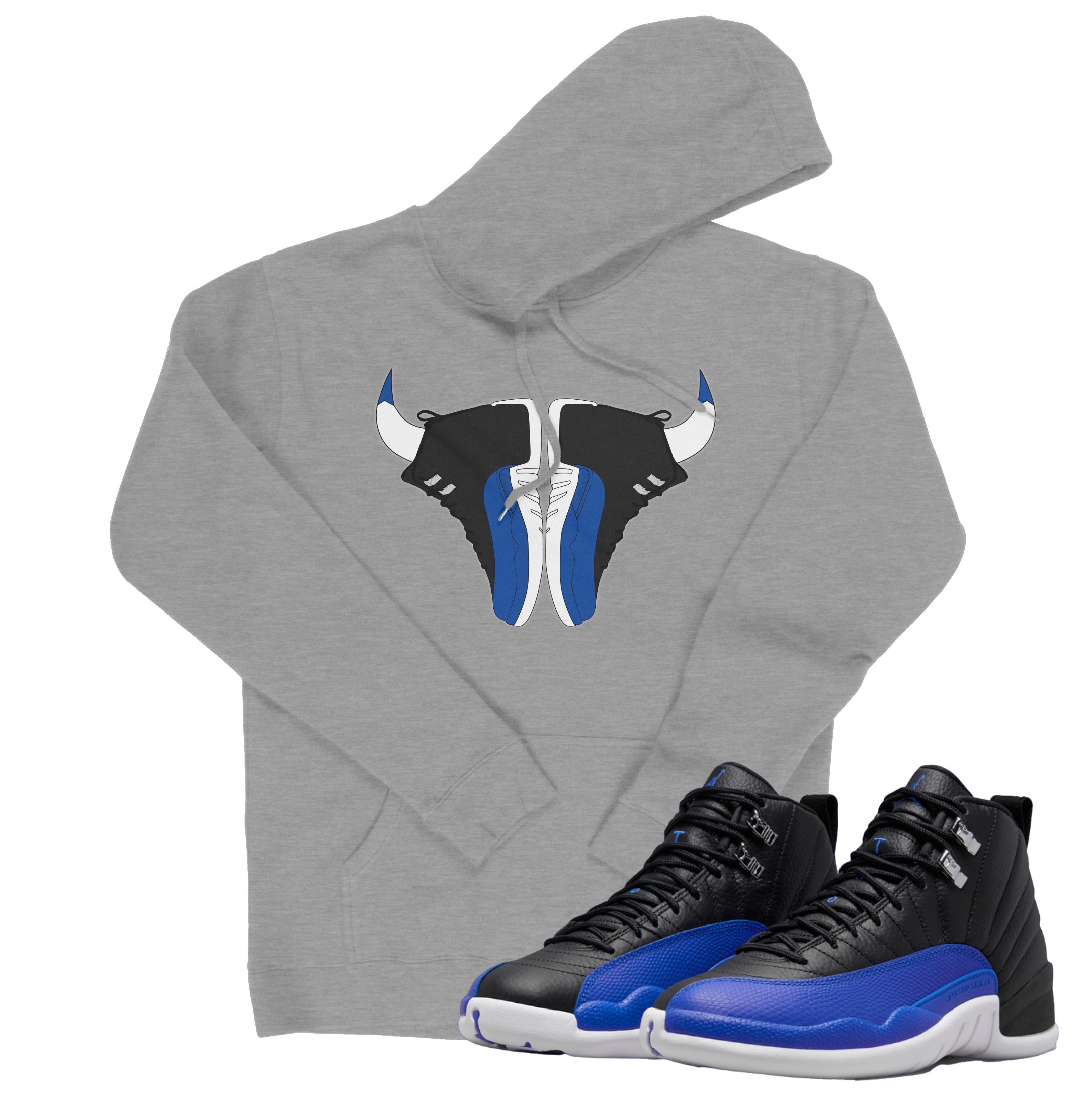 Air Jordan 12 Hyper Royal I Bull Hoodie | Air Jordan 12 Hyper Royal | Sneaker Match | Jordan Matching Outfits