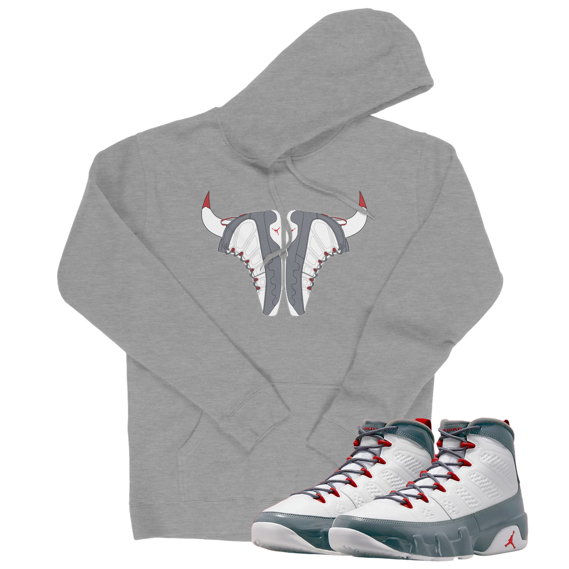 Air Jordan 9 Fire Red I Bull Hoodie | Air Jordan 9 Fire Red | Sneaker Match | Jordan Matching Outfits
