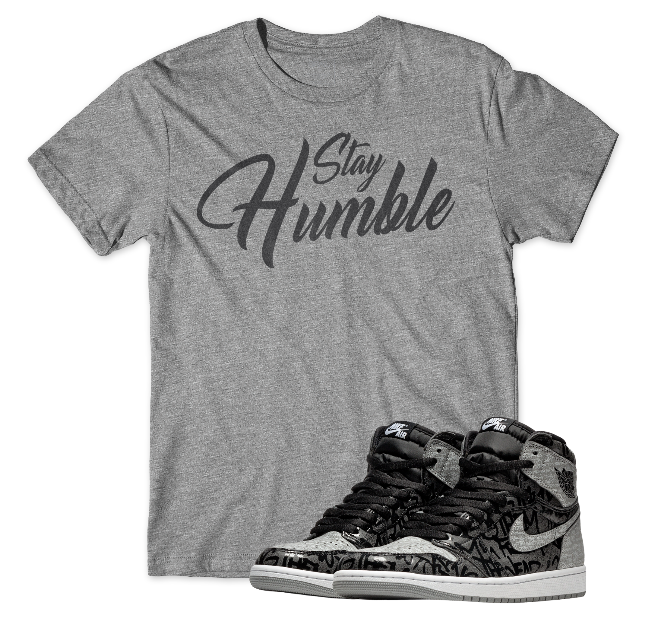 Air Jordan 1 Rebellionaire I Stay Humble Script T-Shirt | Air Jordan 1 Rebellionaire | Sneaker Match | Jordan Matching Outfits