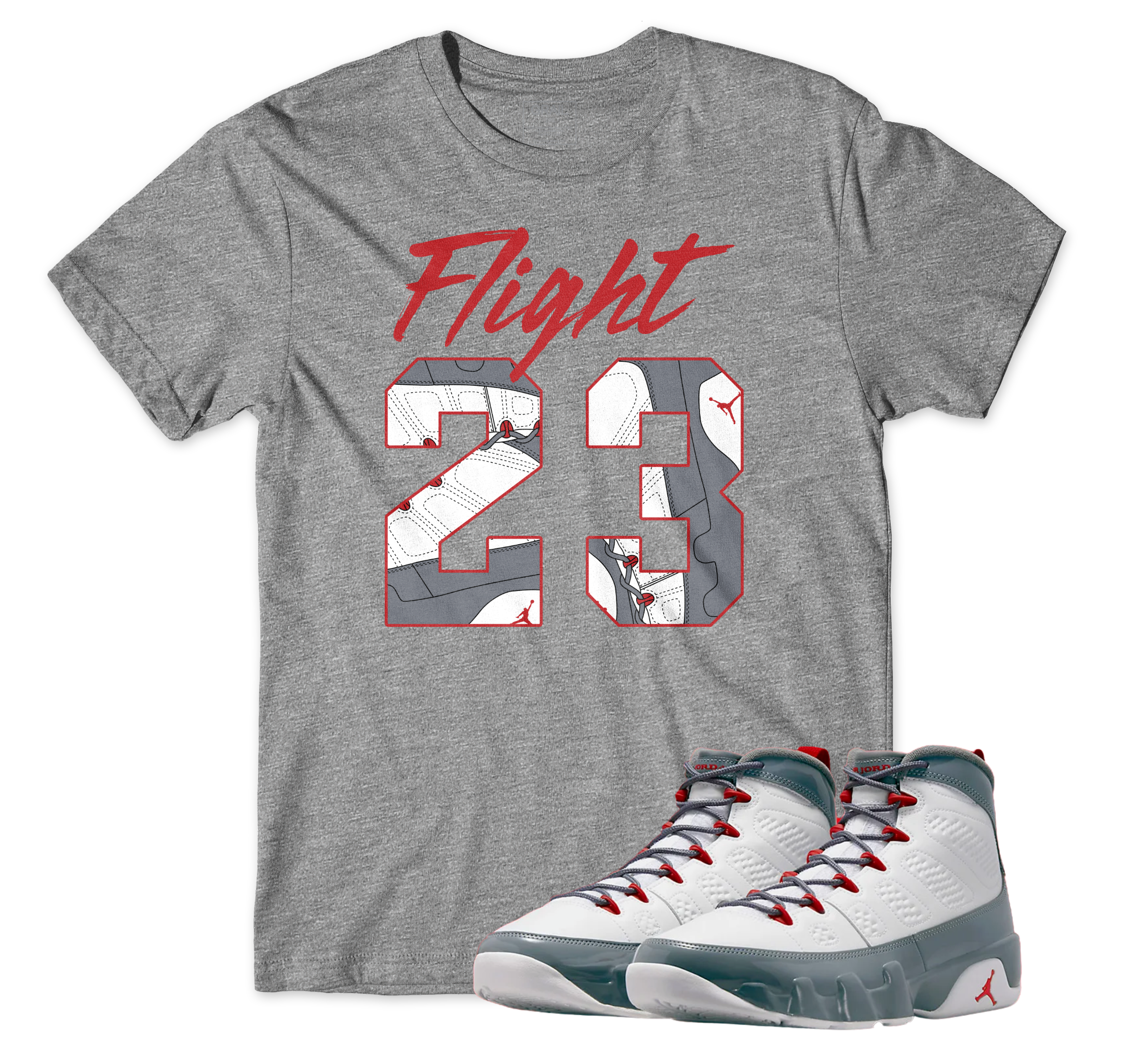 Air Jordan 9 Fire Red I Flight 23 T-Shirt | Air Jordan 9 Fire Red | Sneaker Match | Jordan Matching Outfits