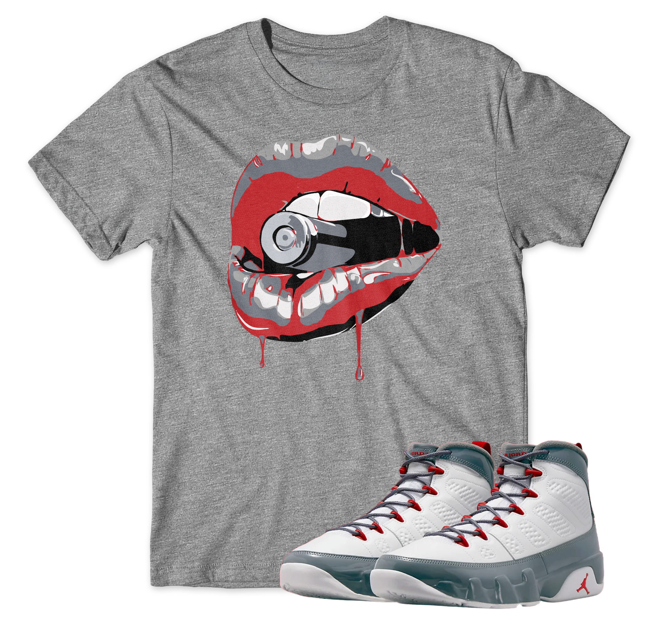 Air Jordan 9 Fire Red I Drip Lips T-Shirt | Air Jordan 9 Fire Red | Sneaker Match | Jordan Matching Outfits