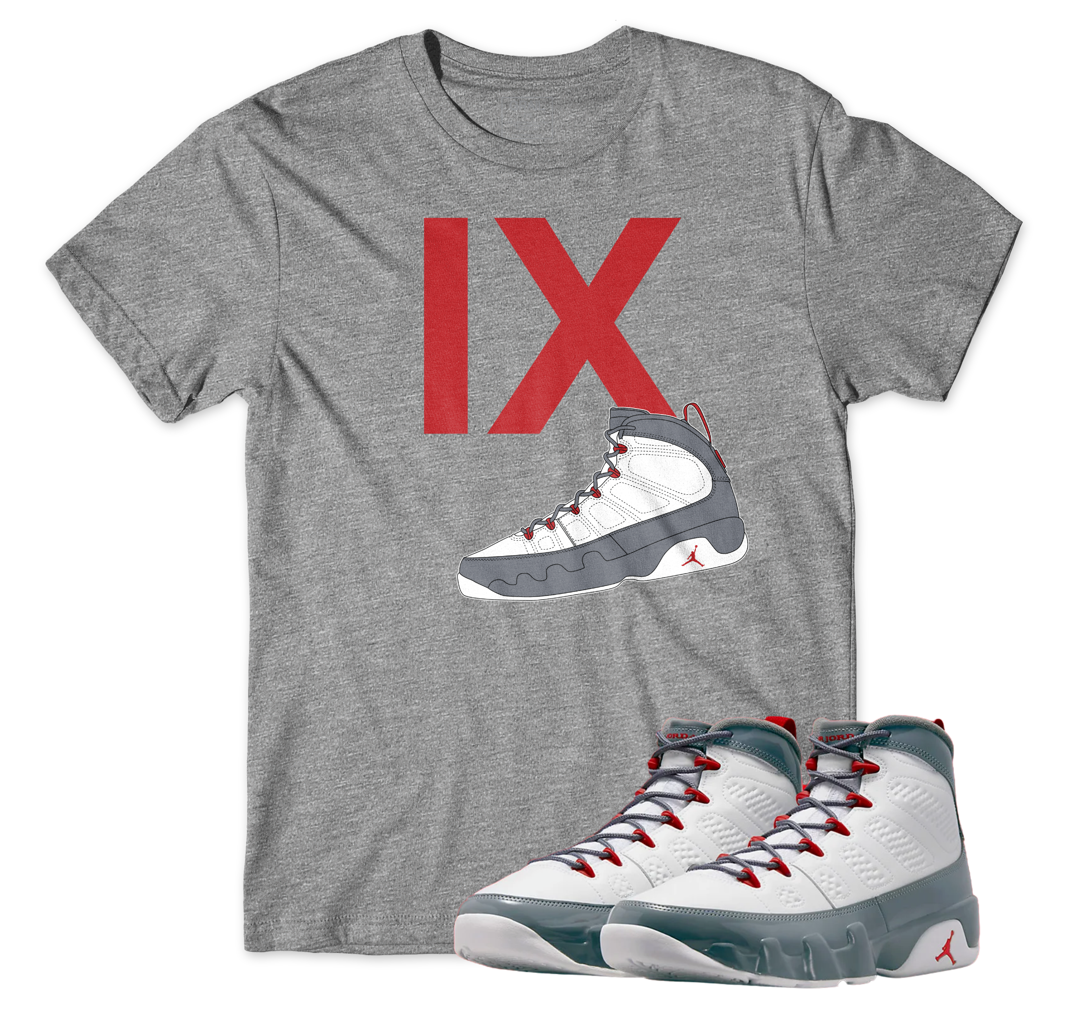 Air Jordan 9 Fire Red I Silhouette T-Shirt | Air Jordan 9 Fire Red | Sneaker Match | Jordan Matching Outfits