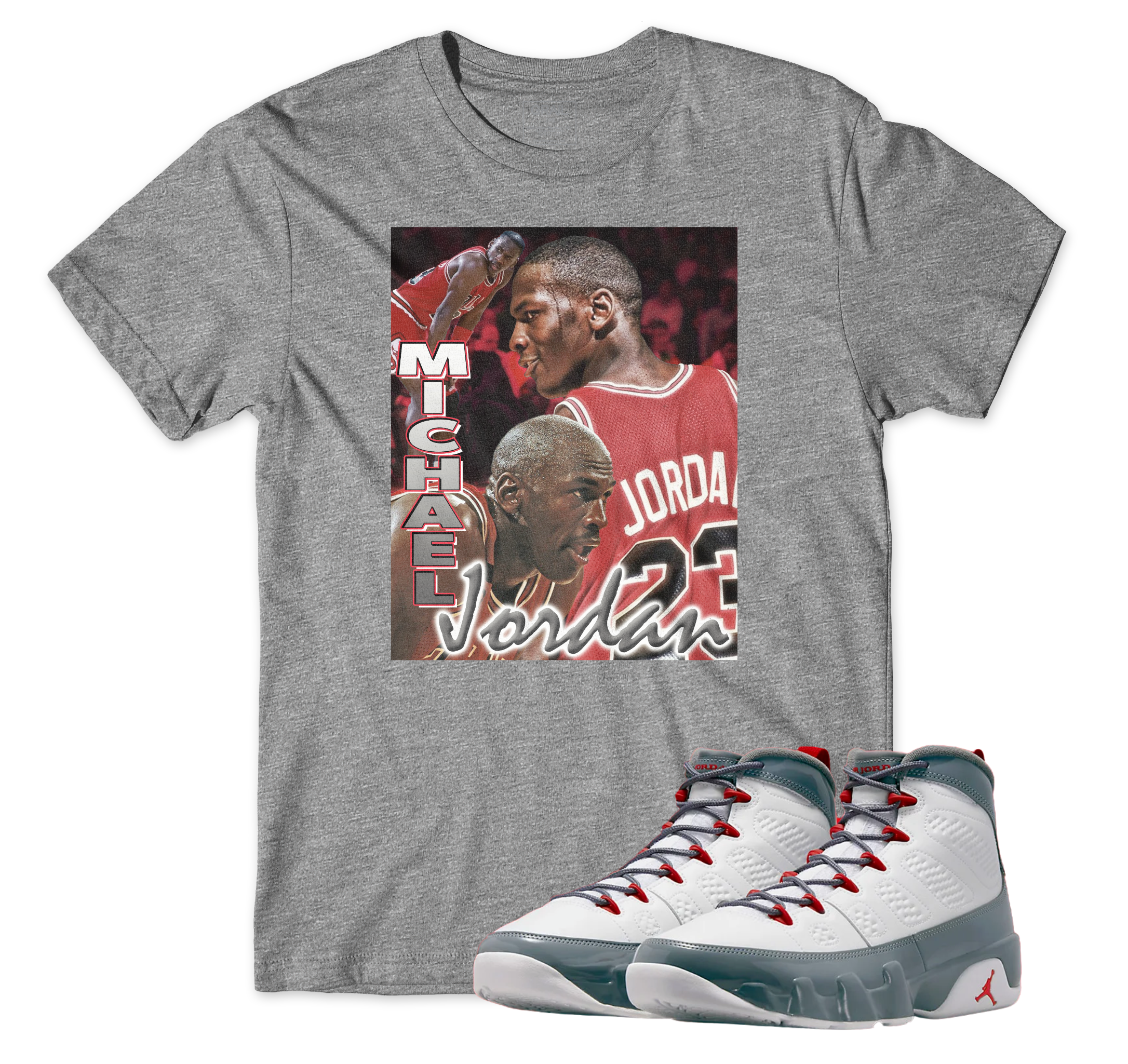 Air Jordan 9 Fire Red I MJ Tribute T-Shirt | Air Jordan 9 Fire Red | Sneaker Match | Jordan Matching Outfits