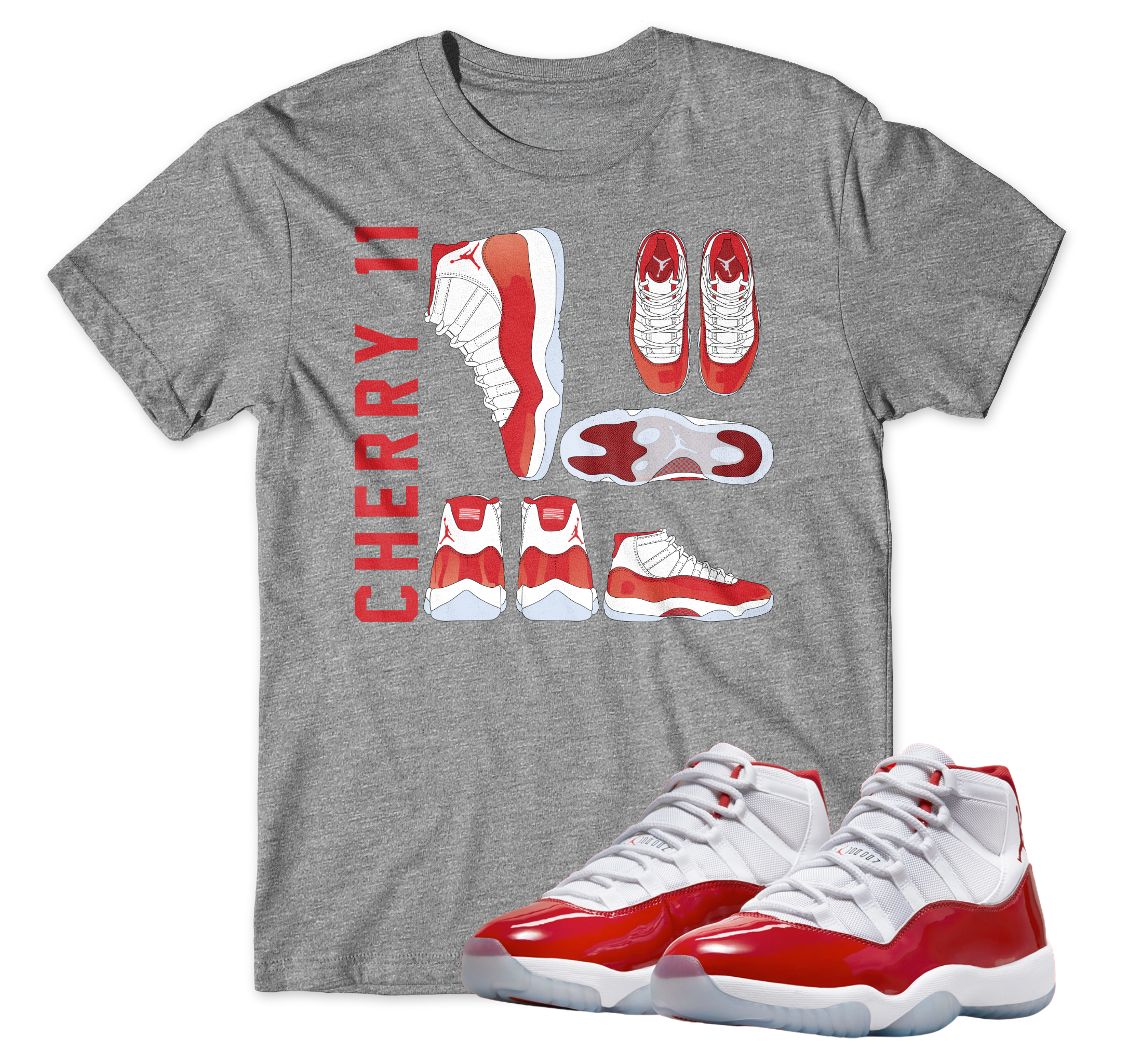 Air Jordan 11 Cherry I Blueprint T-Shirt | Air Jordan 11 Cherry | Sneaker Match | Jordan Matching Outfits