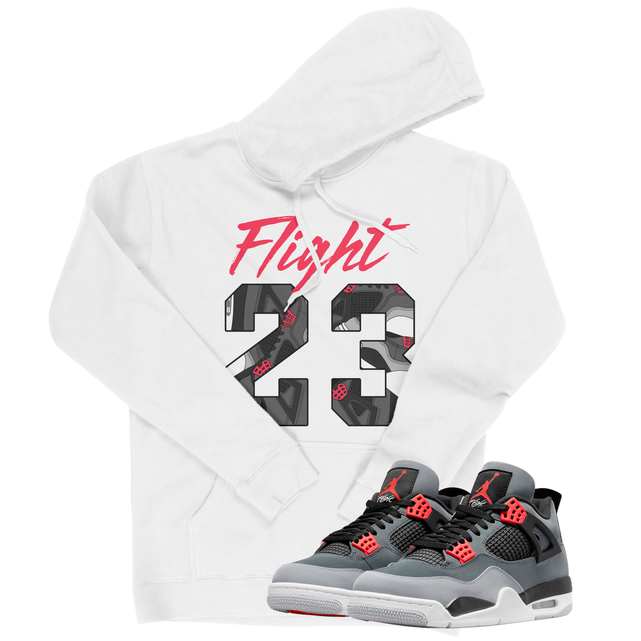 Air Jordan 4 Infrared I Flight 23 Hoodie | Air Jordan 4 Infrared | Sneaker Match | Jordan Matching Outfits