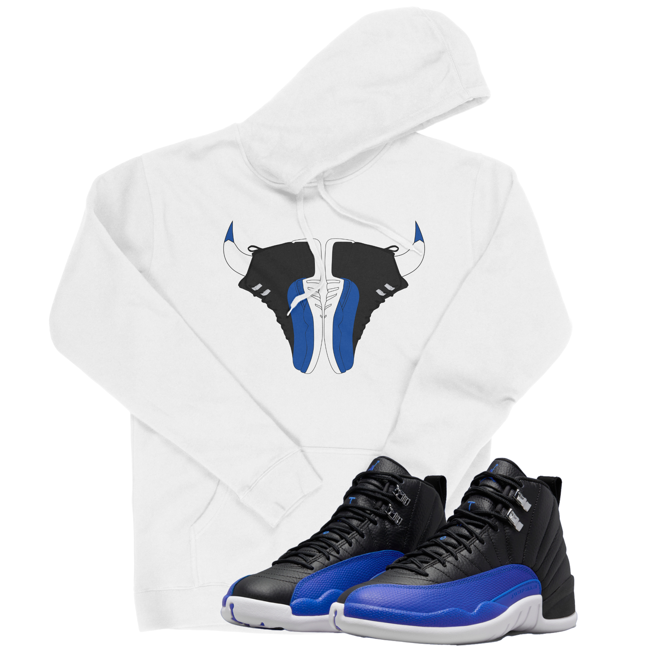 Air Jordan 12 Hyper Royal I Bull Hoodie | Air Jordan 12 Hyper Royal | Sneaker Match | Jordan Matching Outfits