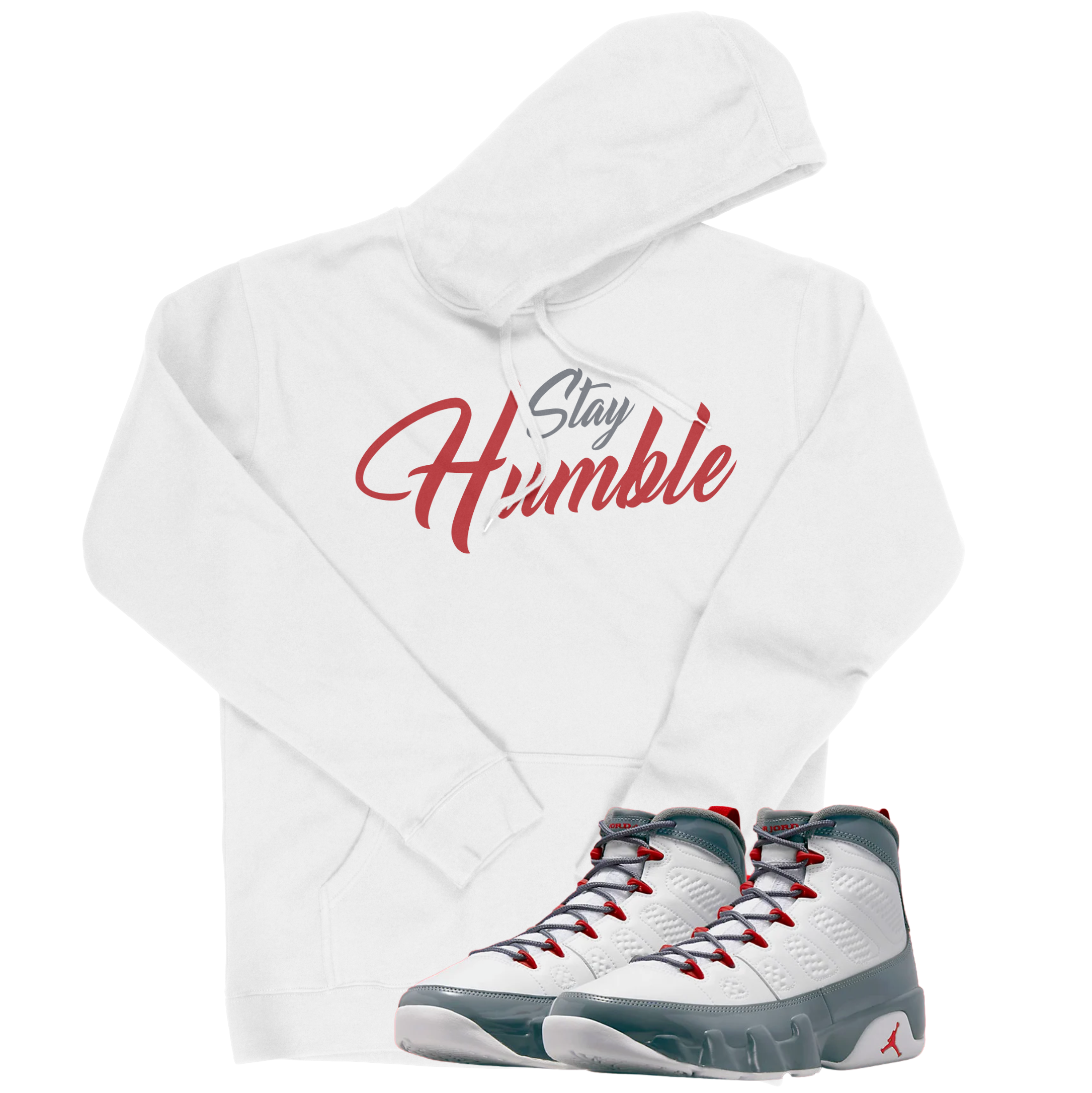 Air Jordan 9 Fire Red I Stay Humble Script Hoodie | Air Jordan 9 Fire Red | Sneaker Match | Jordan Matching Outfits