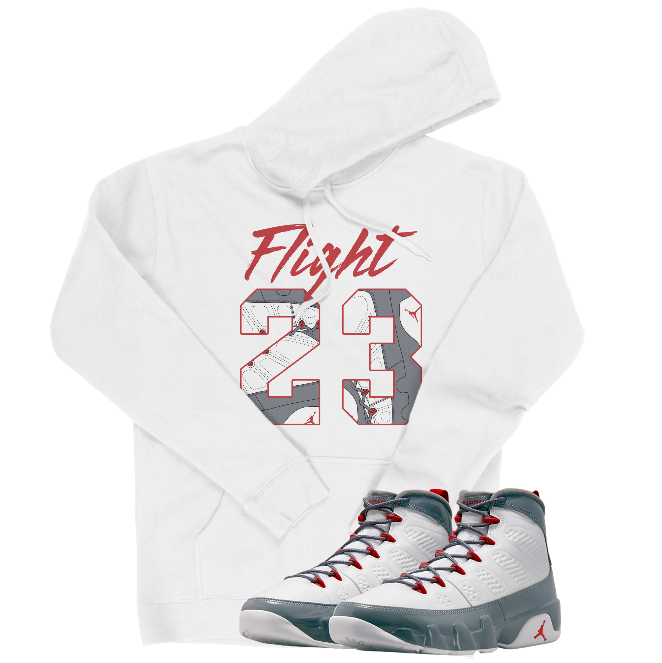 Air Jordan 9 Fire Red I Flight 23 Hoodie | Air Jordan 9 Fire Red | Sneaker Match | Jordan Matching Outfits