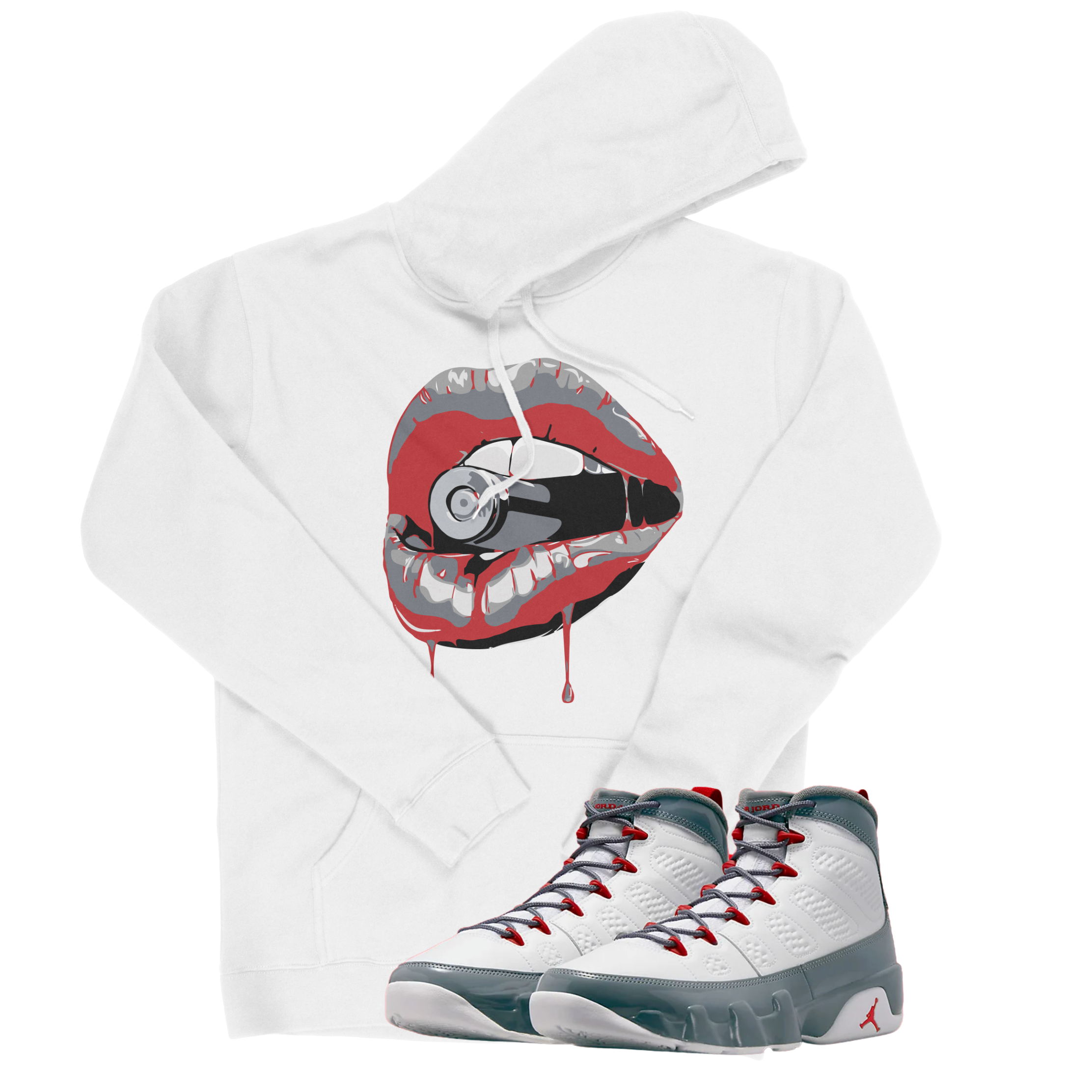 Air Jordan 9 Fire Red I Drip Lips Hoodie | Air Jordan 9 Fire Red | Sneaker Match | Jordan Matching Outfits