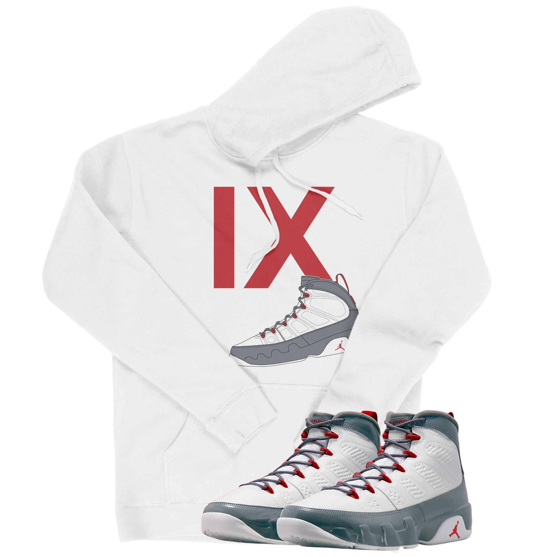 Air Jordan 9 Fire Red I Silhouette Hoodie | Air Jordan 9 Fire Red | Sneaker Match | Jordan Matching Outfits