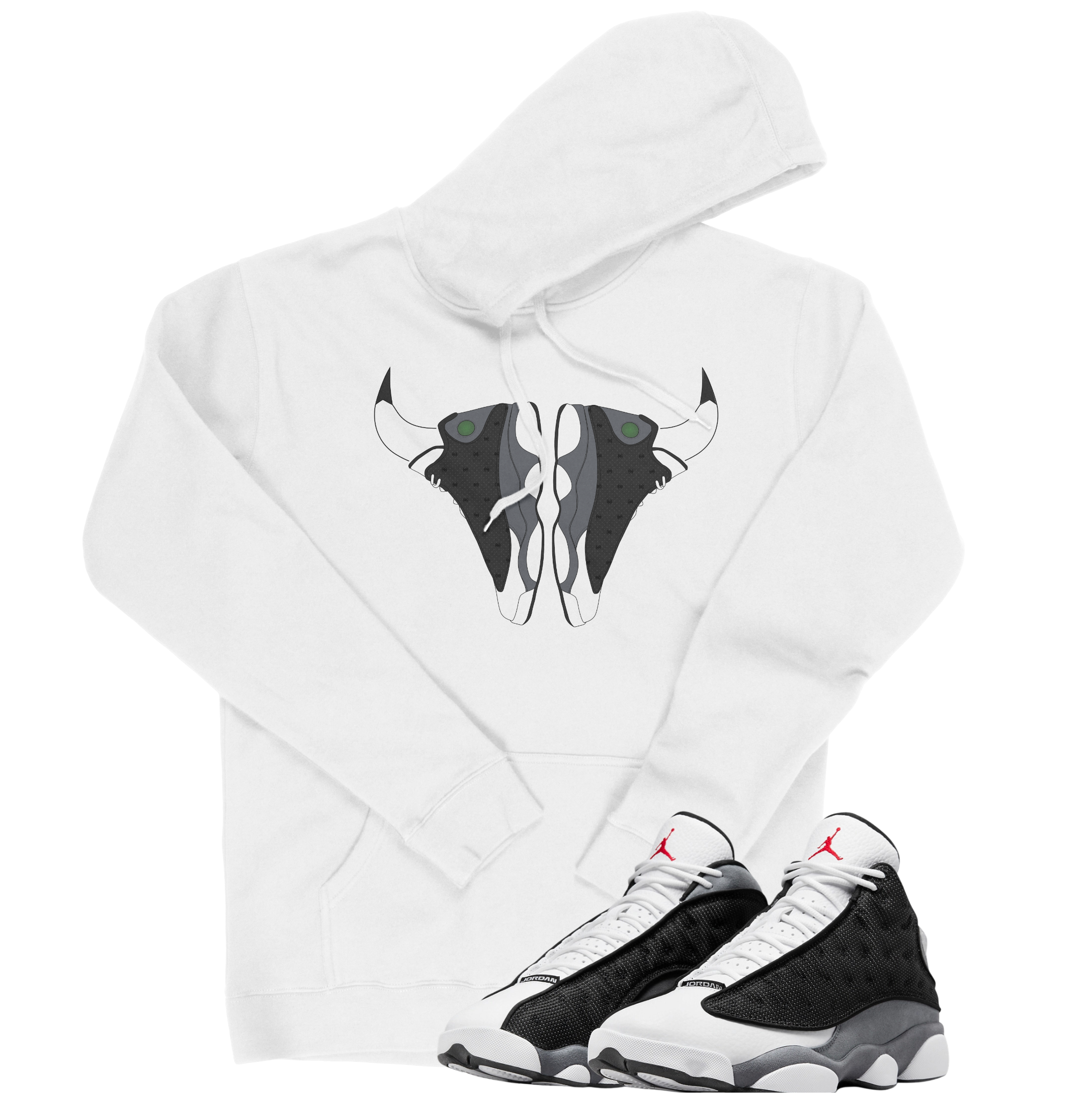 Air Jordan 13 Black Flint I Bull Hoodie Grail Tees