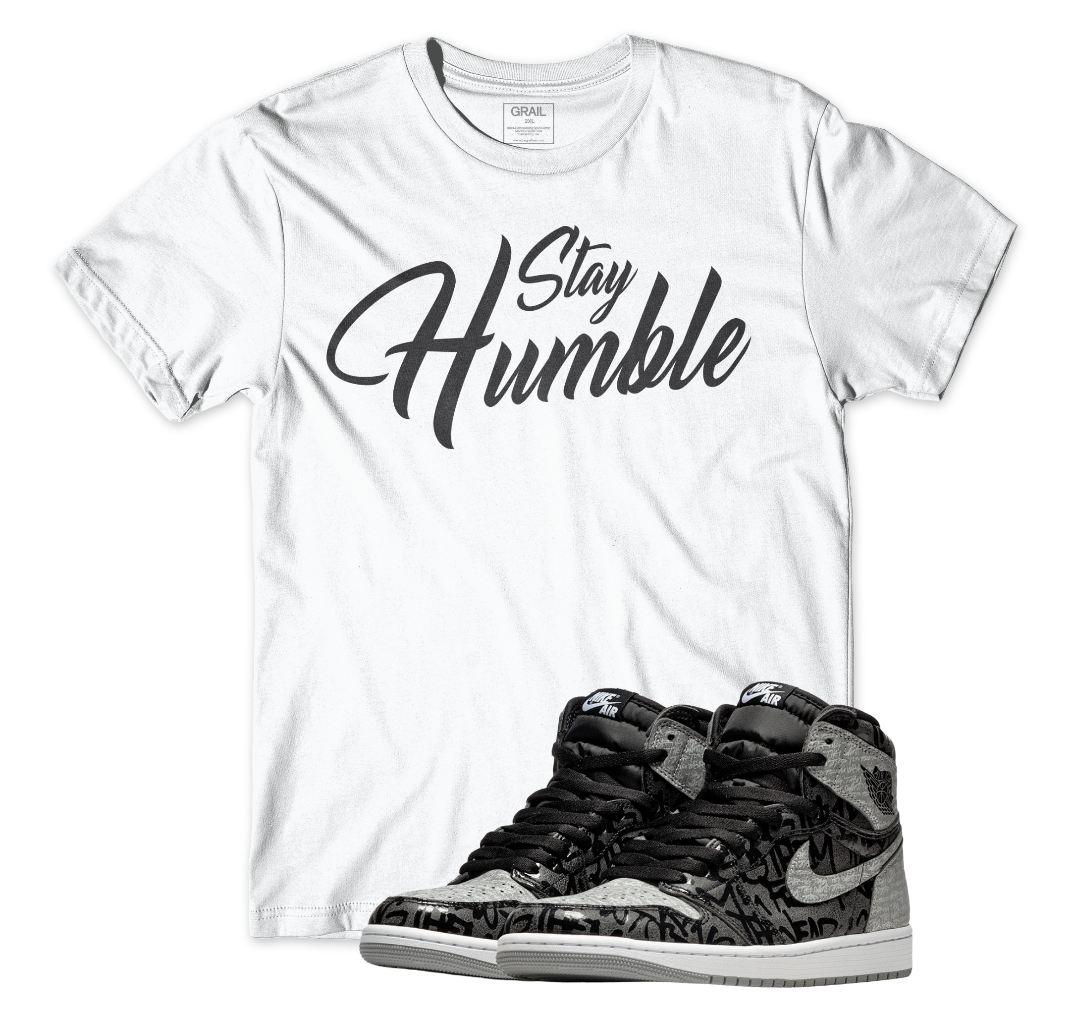 Air Jordan 1 Rebellionaire I Stay Humble Script T-Shirt | Air Jordan 1 Rebellionaire | Sneaker Match | Jordan Matching Outfits