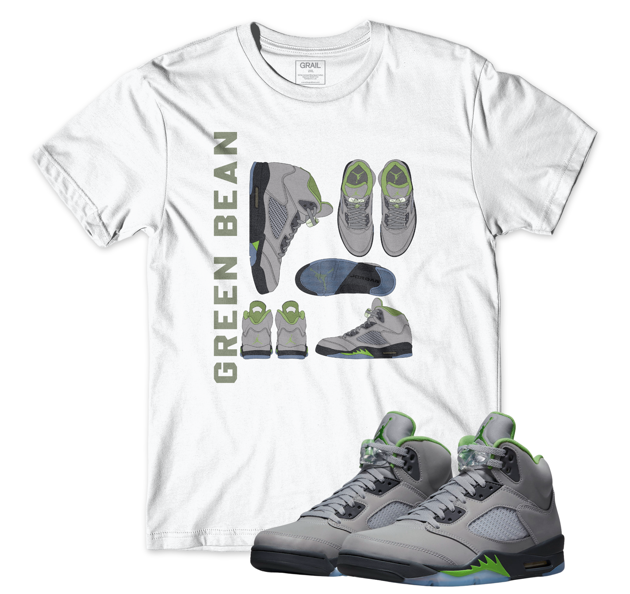 Air Jordan 5 Green Bean I Blueprint T-Shirt | Air Jordan 5 Green Bean | Sneaker Match | Jordan Matching Outfits