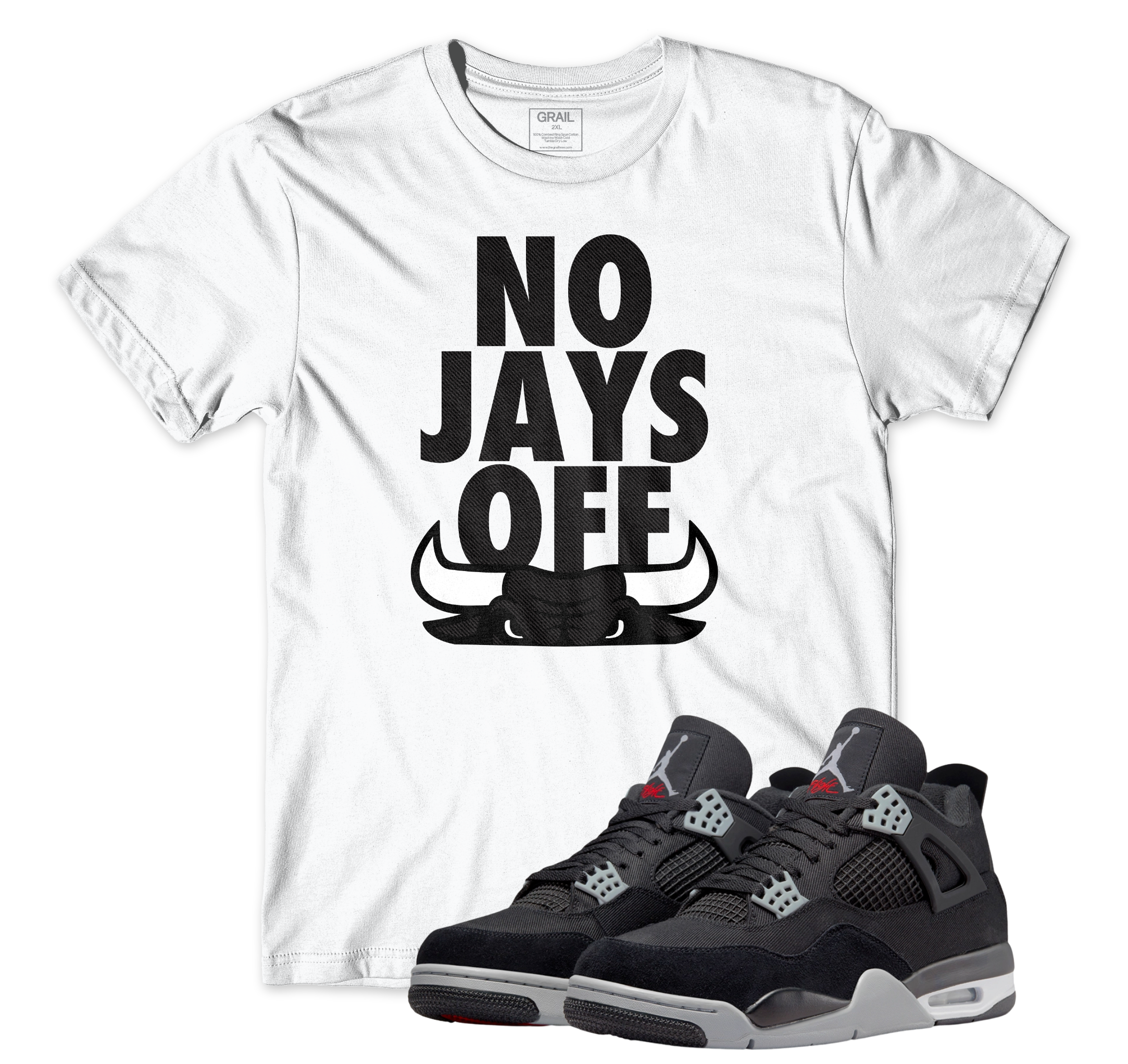 Air Jordan 4 Black Canvas I No Jays Off T-Shirt | Air Jordan 4 Black Canvas | Sneaker Match | Jordan Matching Outfits