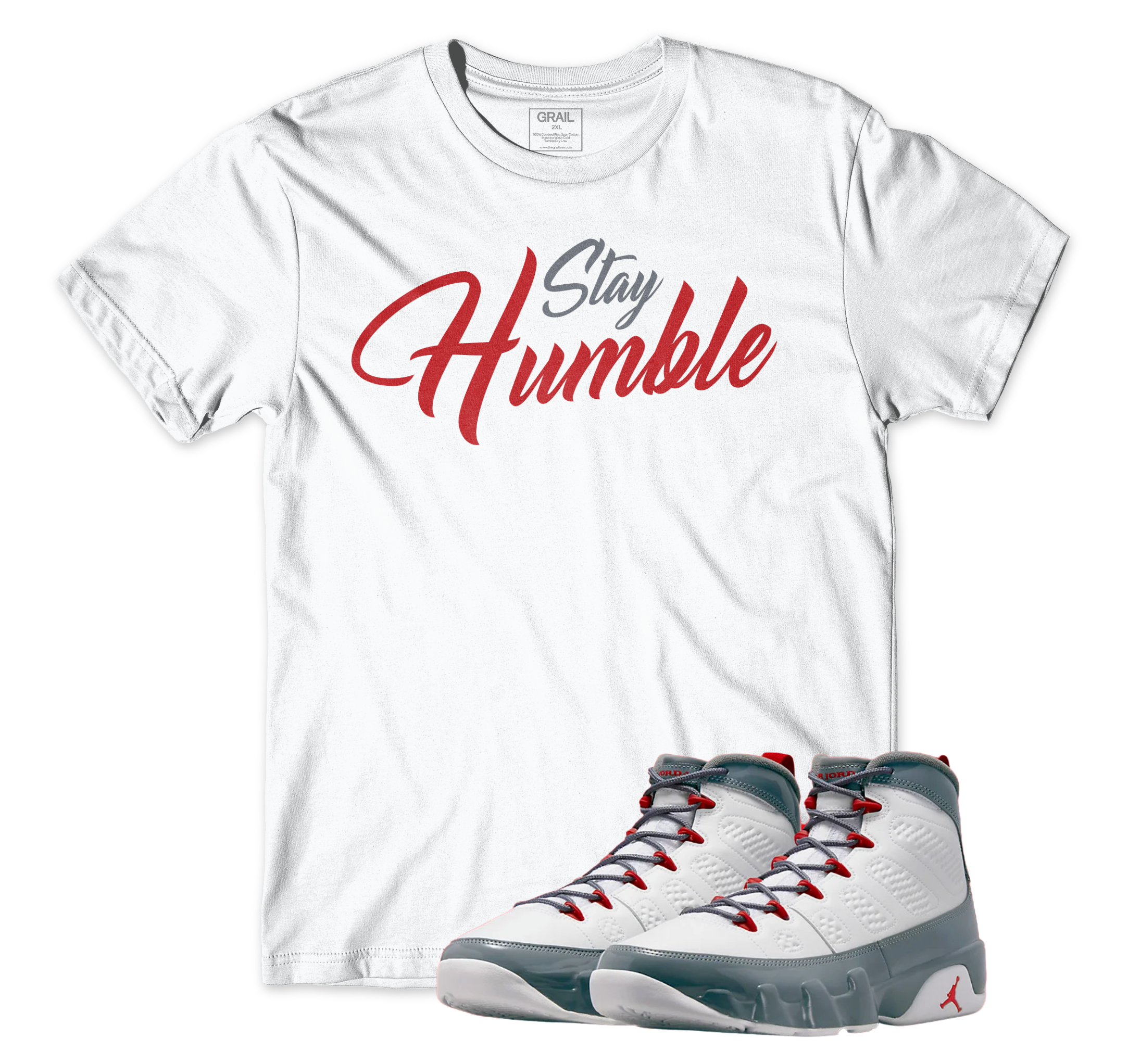Air Jordan 9 Fire Red I Stay Humble Script T-Shirt | Air Jordan 9 Fire Red | Sneaker Match | Jordan Matching Outfits
