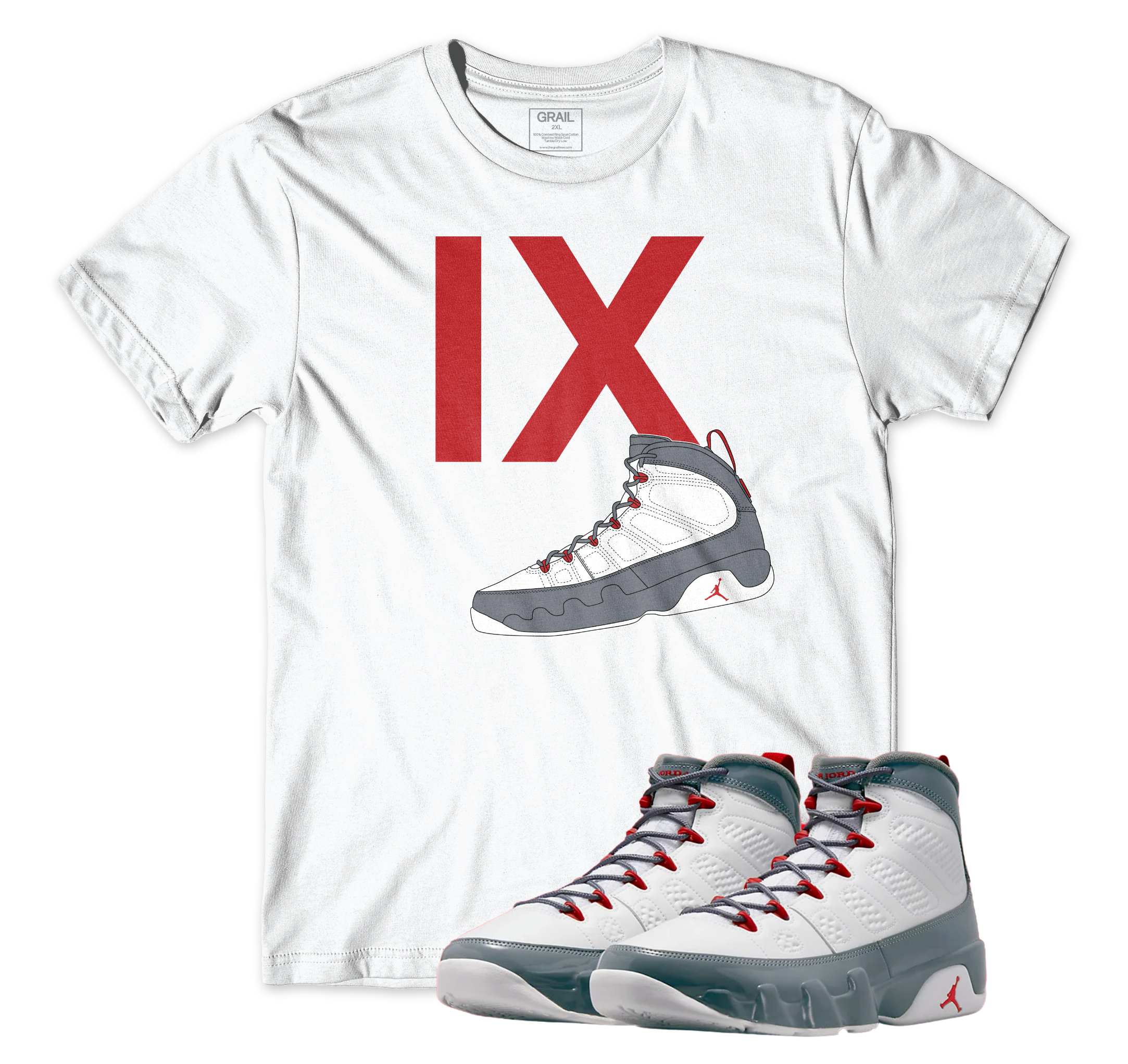 Air Jordan 9 Fire Red I Silhouette T-Shirt | Air Jordan 9 Fire Red | Sneaker Match | Jordan Matching Outfits
