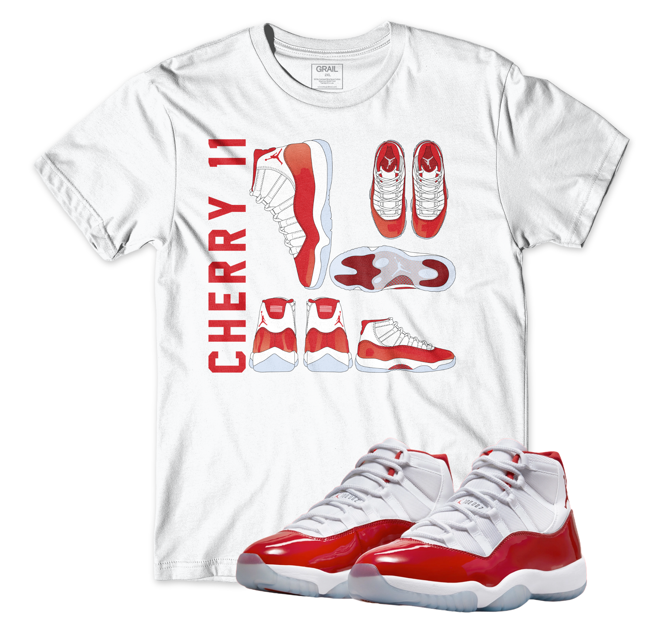 Air Jordan 11 Cherry I Blueprint T-Shirt | Air Jordan 11 Cherry | Sneaker Match | Jordan Matching Outfits