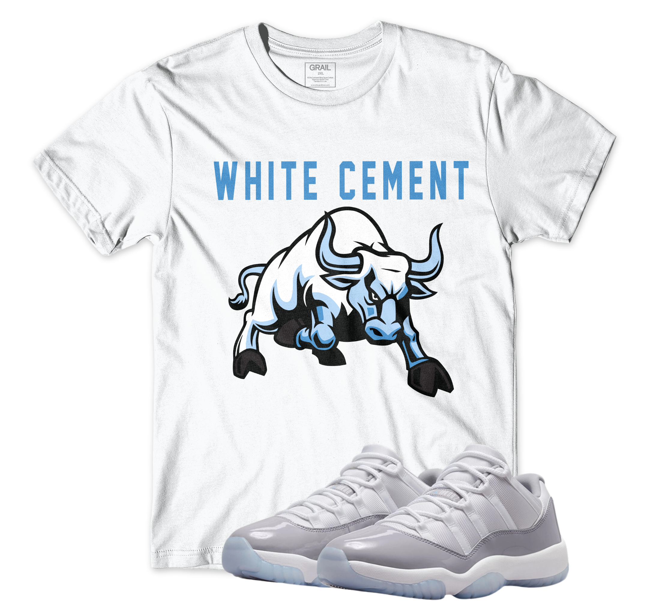 Air Jordan 11 Low White Cement  I Raging Bull T-Shirt