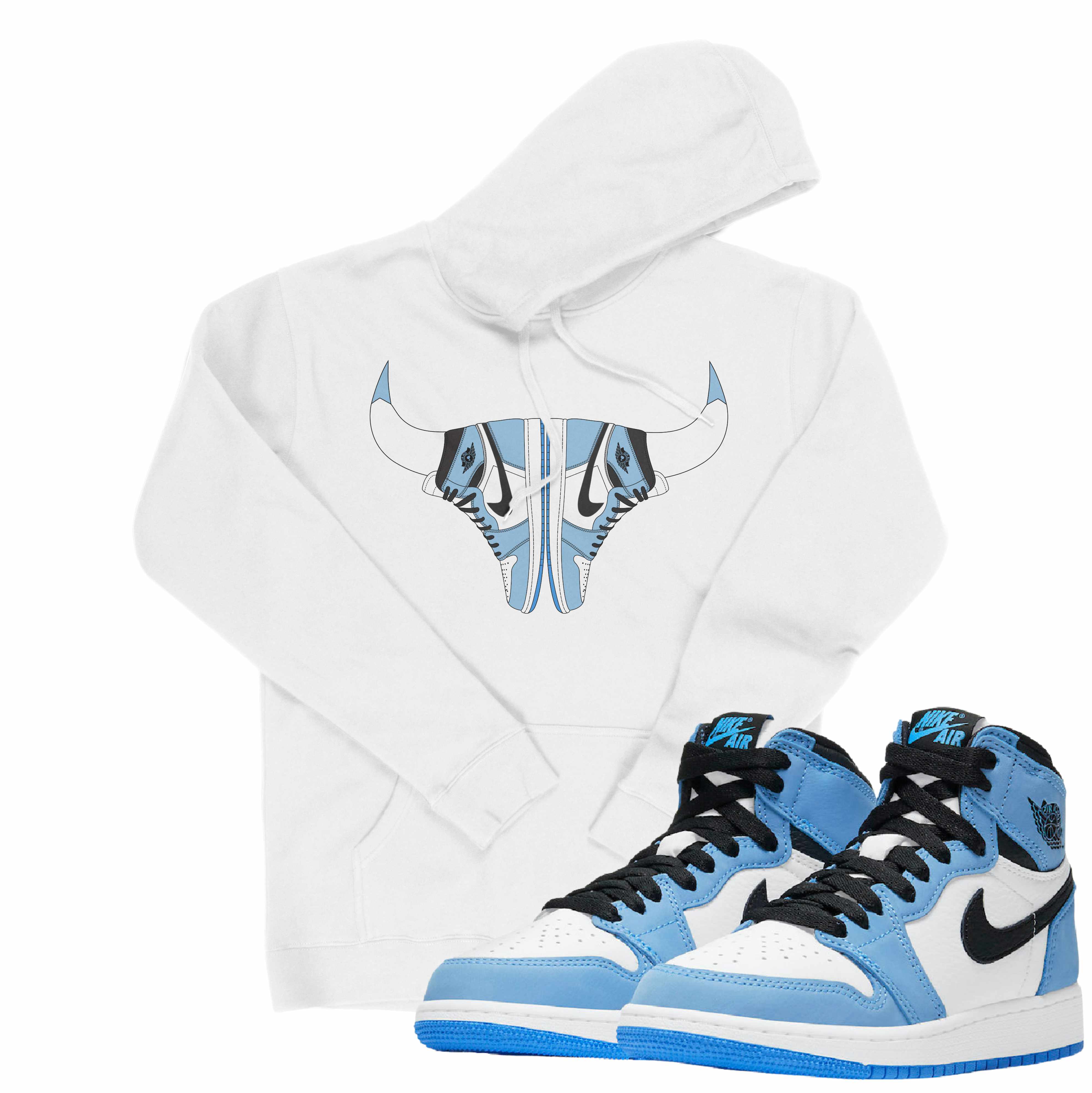 Air Jordan 1 University Blue I Bull Hoodie | Air Jordan 1 | Sneaker Match | Jordan Matching Outfits